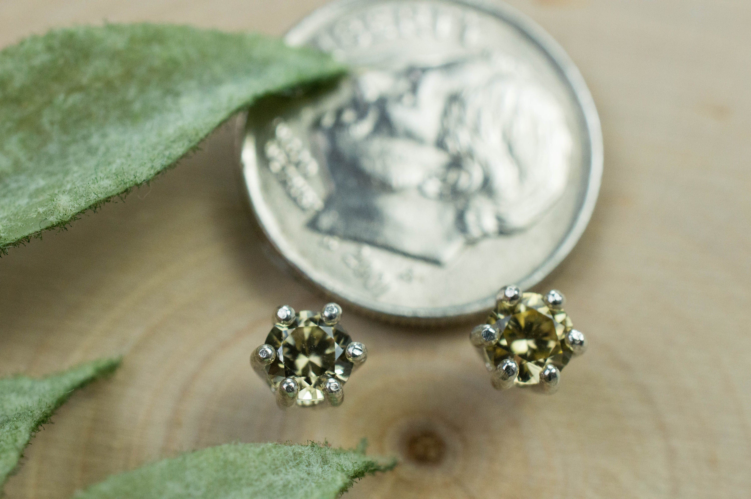 Yellow Zircon Earrings; Genuine Untreated Tanzania Zircon; 0.715cts - Mark Oliver Gems