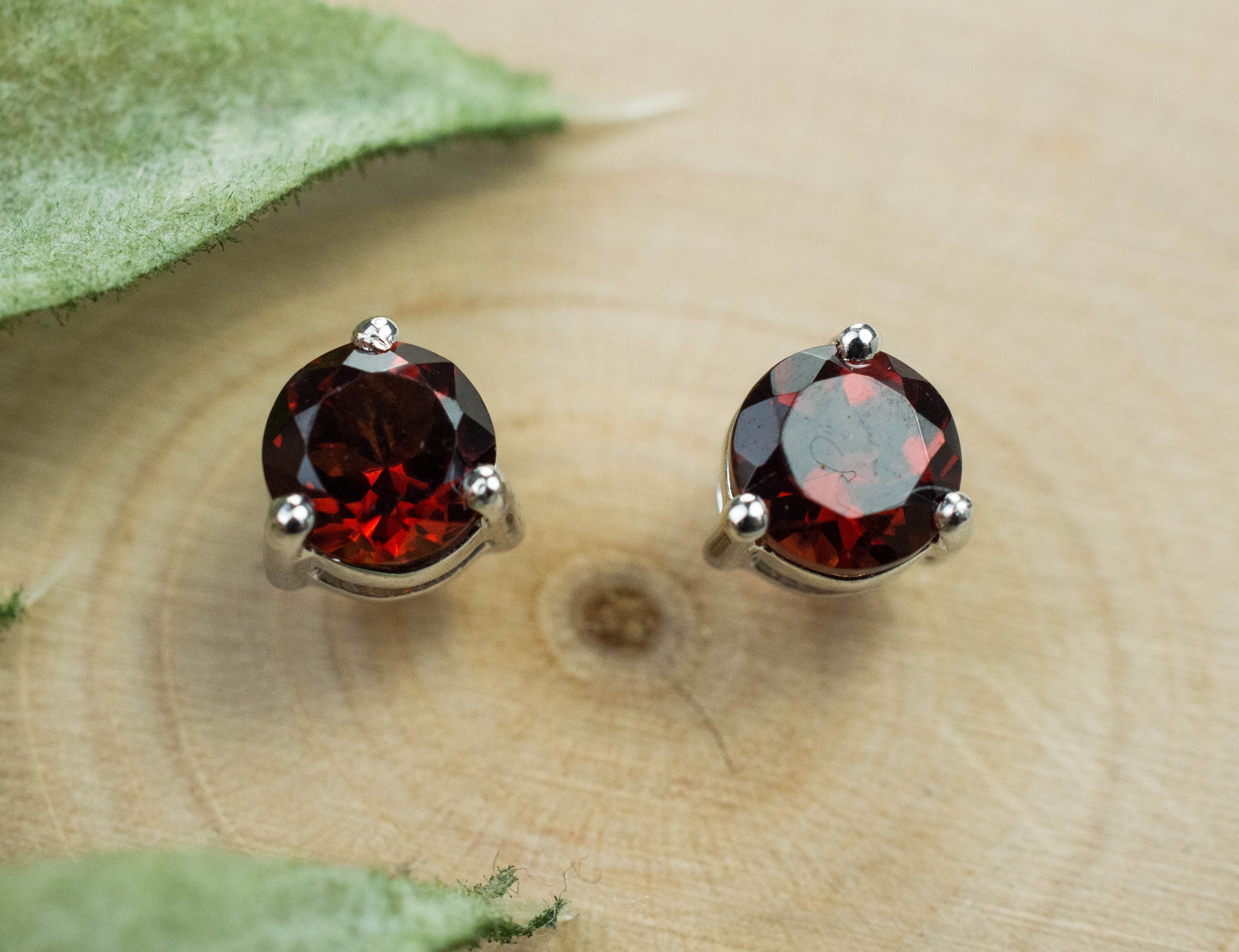 Pyrope Garnet Earrings; Genuine Untreated Madagascar Garnet; 1.130cts - Mark Oliver Gems