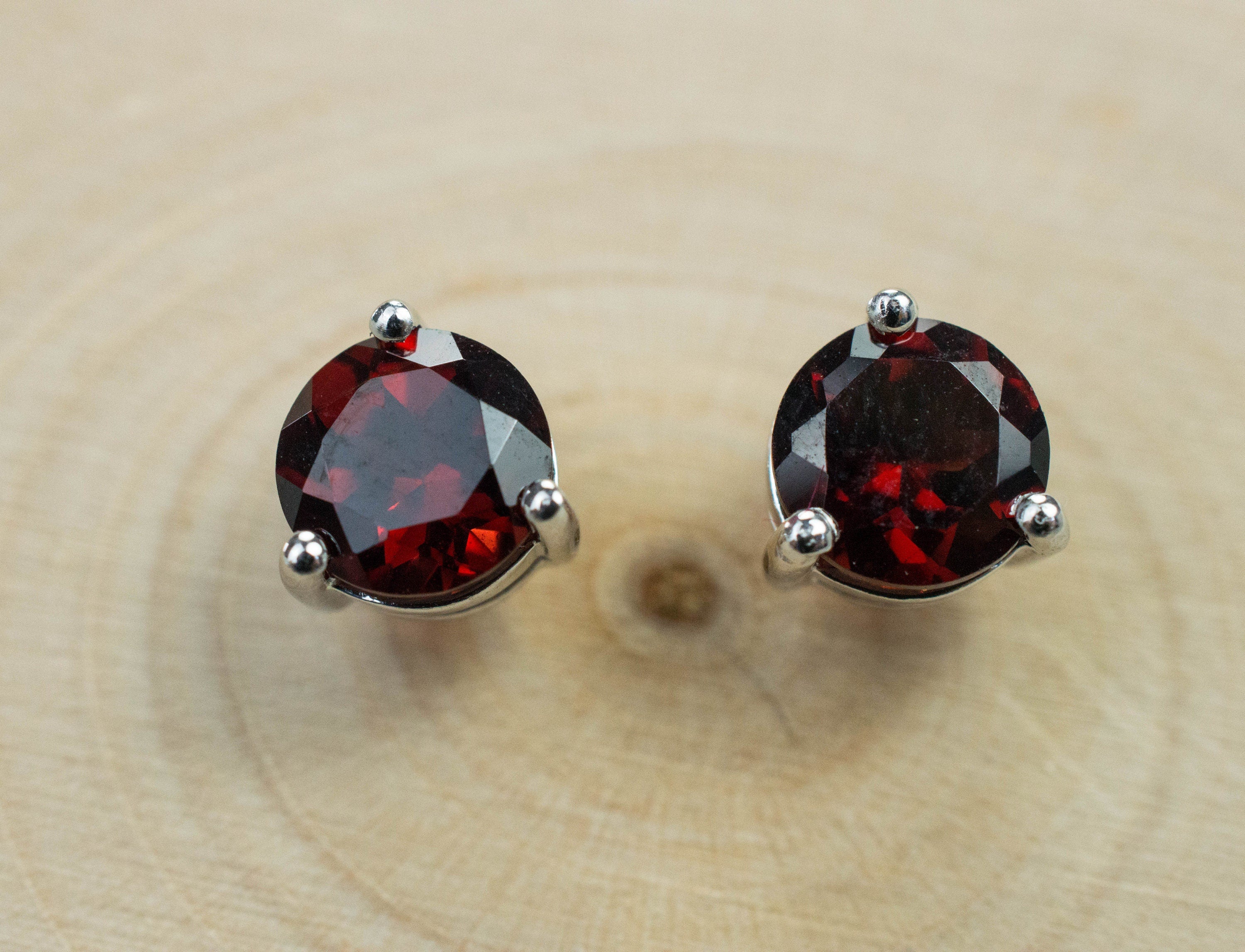 Pyrope Garnet Earrings; Genuine Untreated Madagascar Garnet; 1.925cts - Mark Oliver Gems