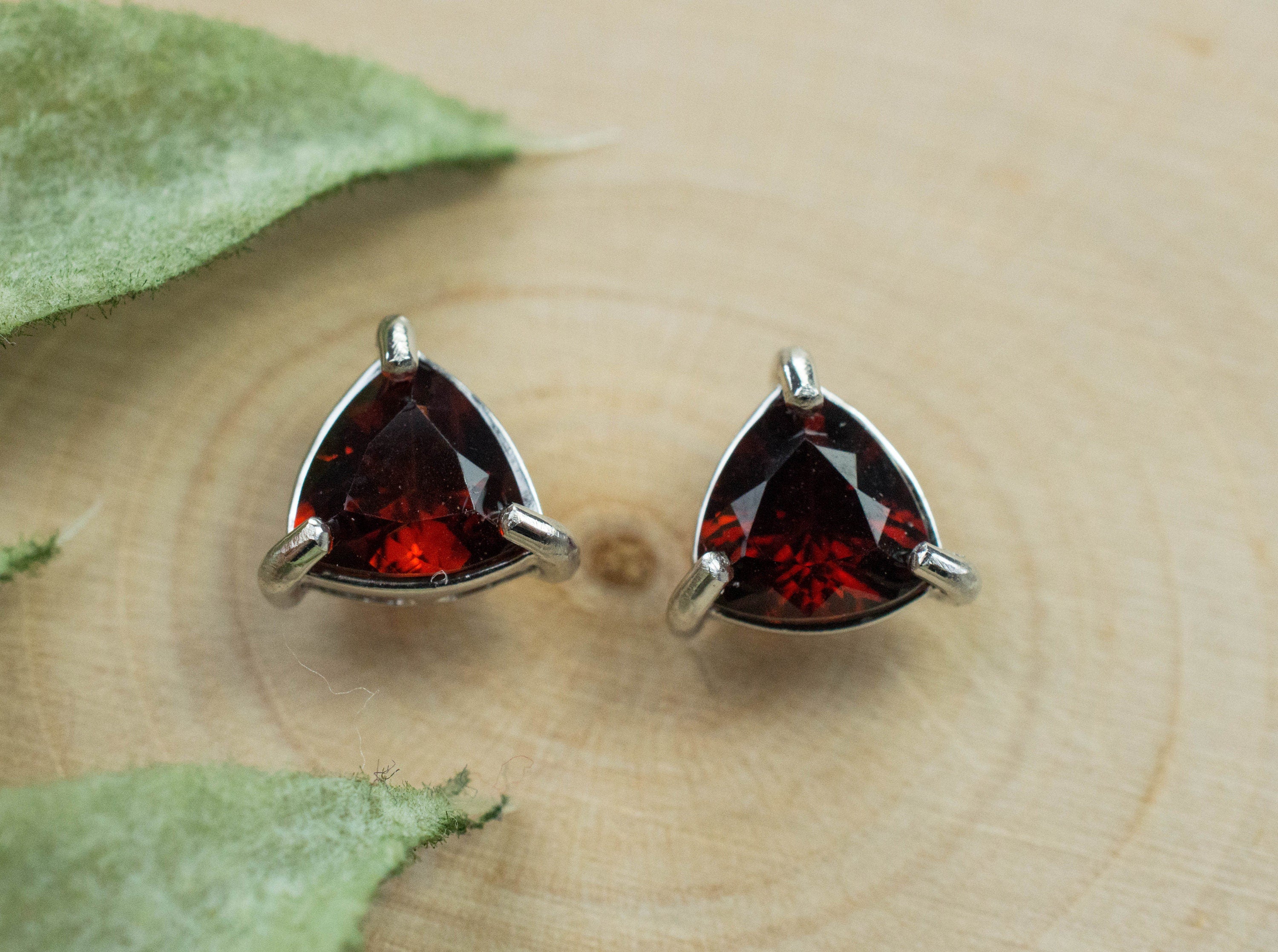 Pyrope Garnet Earrings; Genuine Untreated Madagascar Garnet; 1.520cts - Mark Oliver Gems