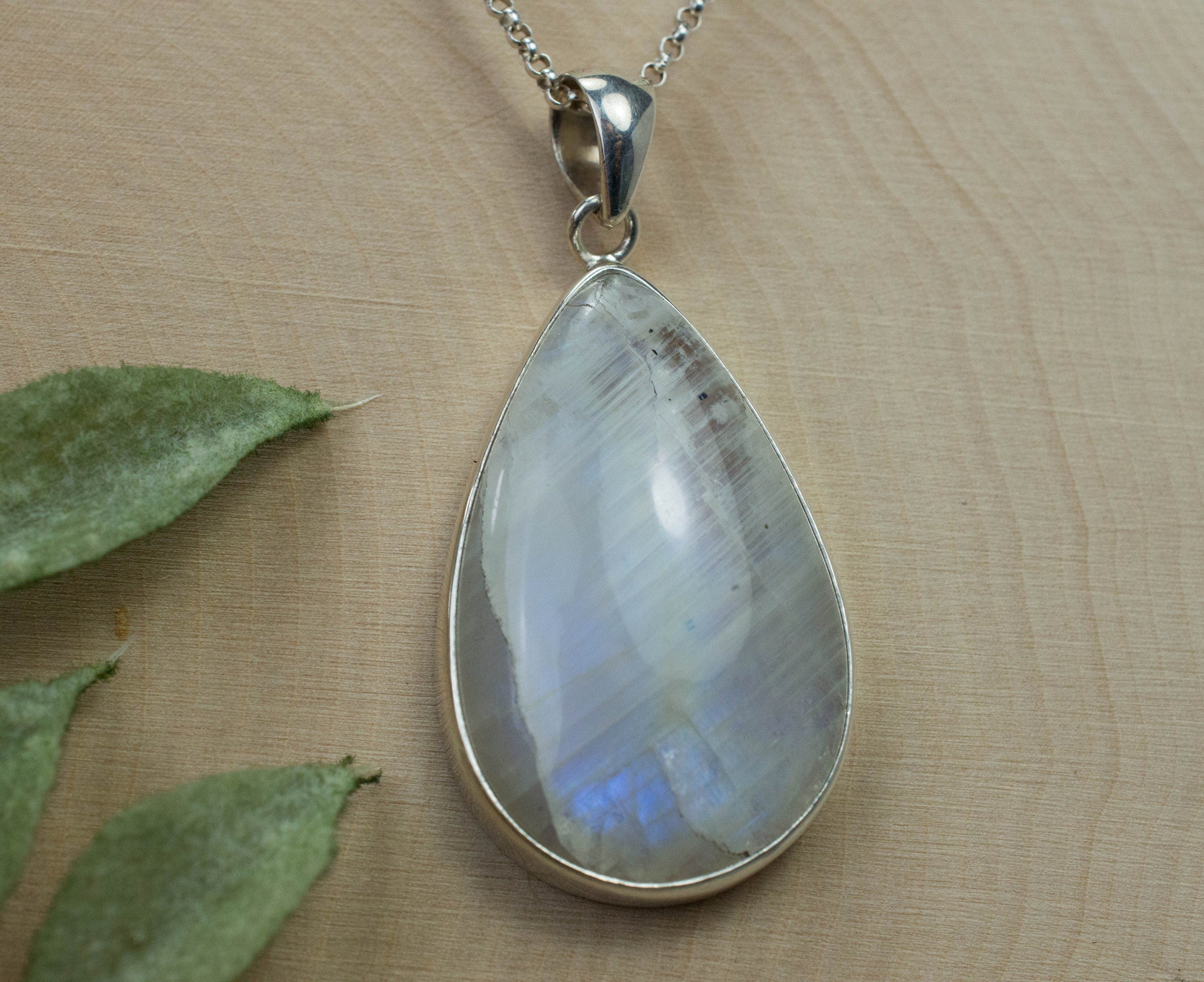 Rainbow Moonstone Pendant, Genuine Untreated Indian Moonstone - Mark Oliver Gems