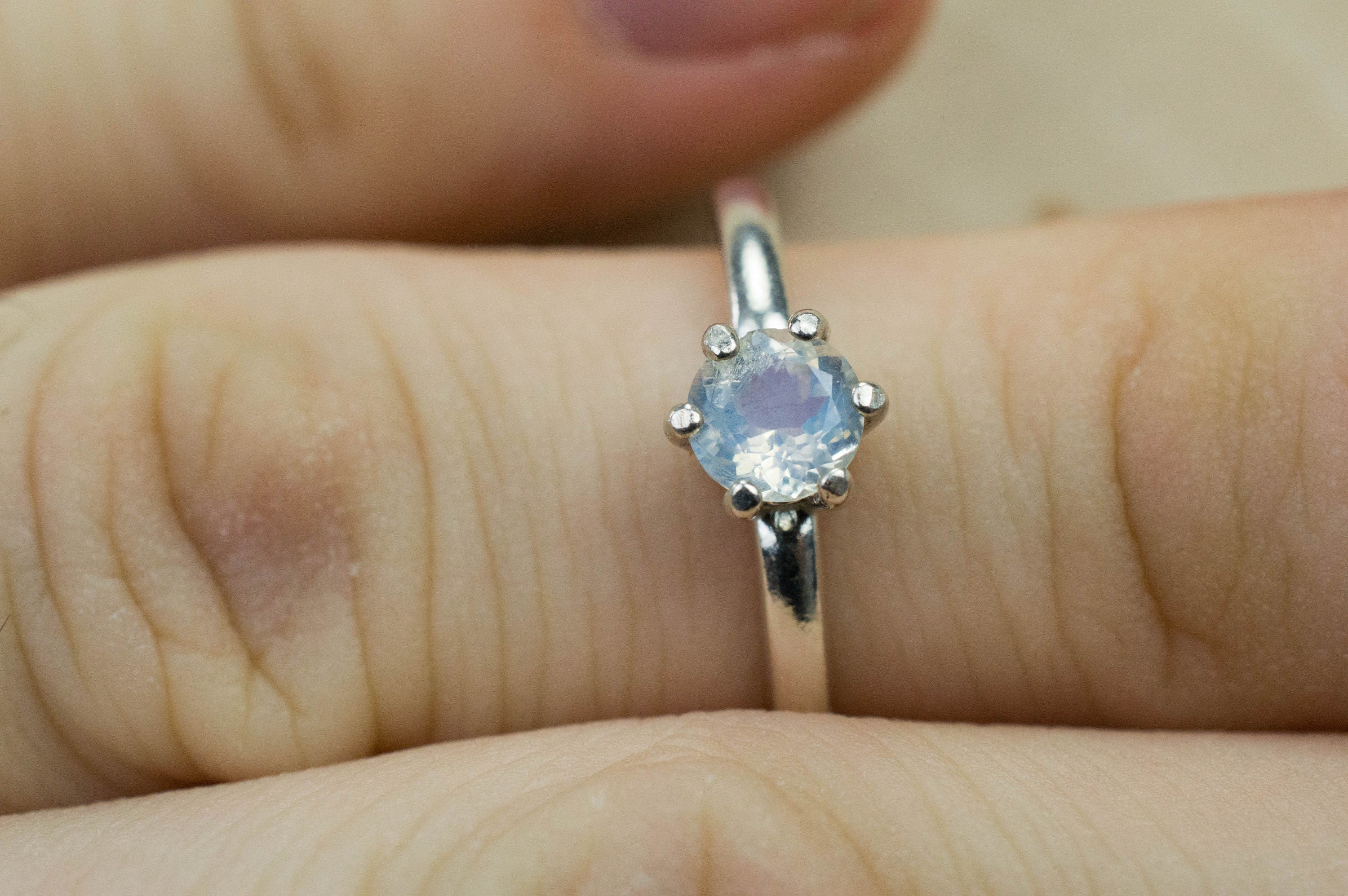 Rainbow Moonstone Ring, Natural Untreated India Moonstone - Mark Oliver Gems