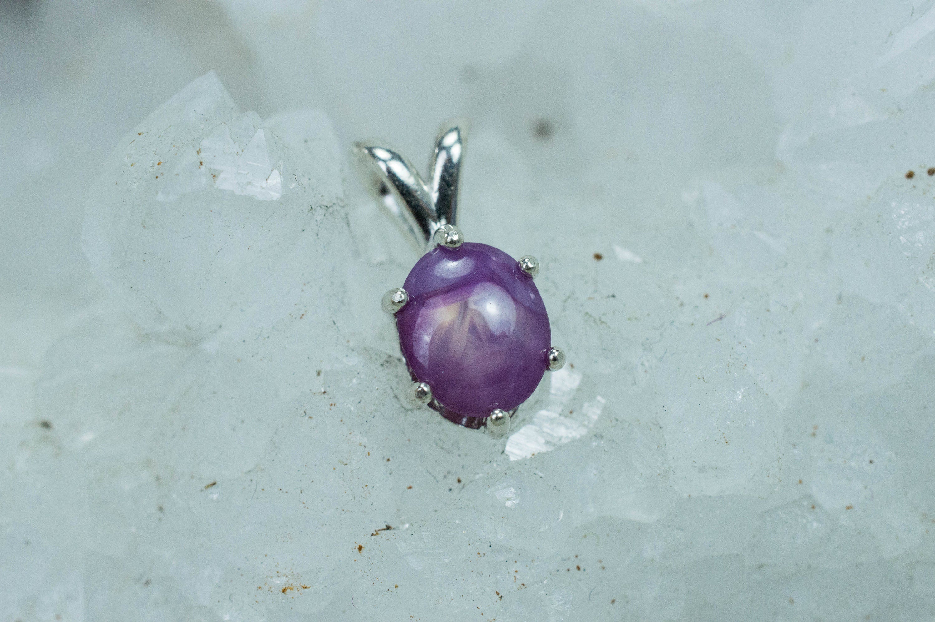 Star Sapphire Pendant; Natural Untreated Pink Star Sapphire - Mark Oliver Gems