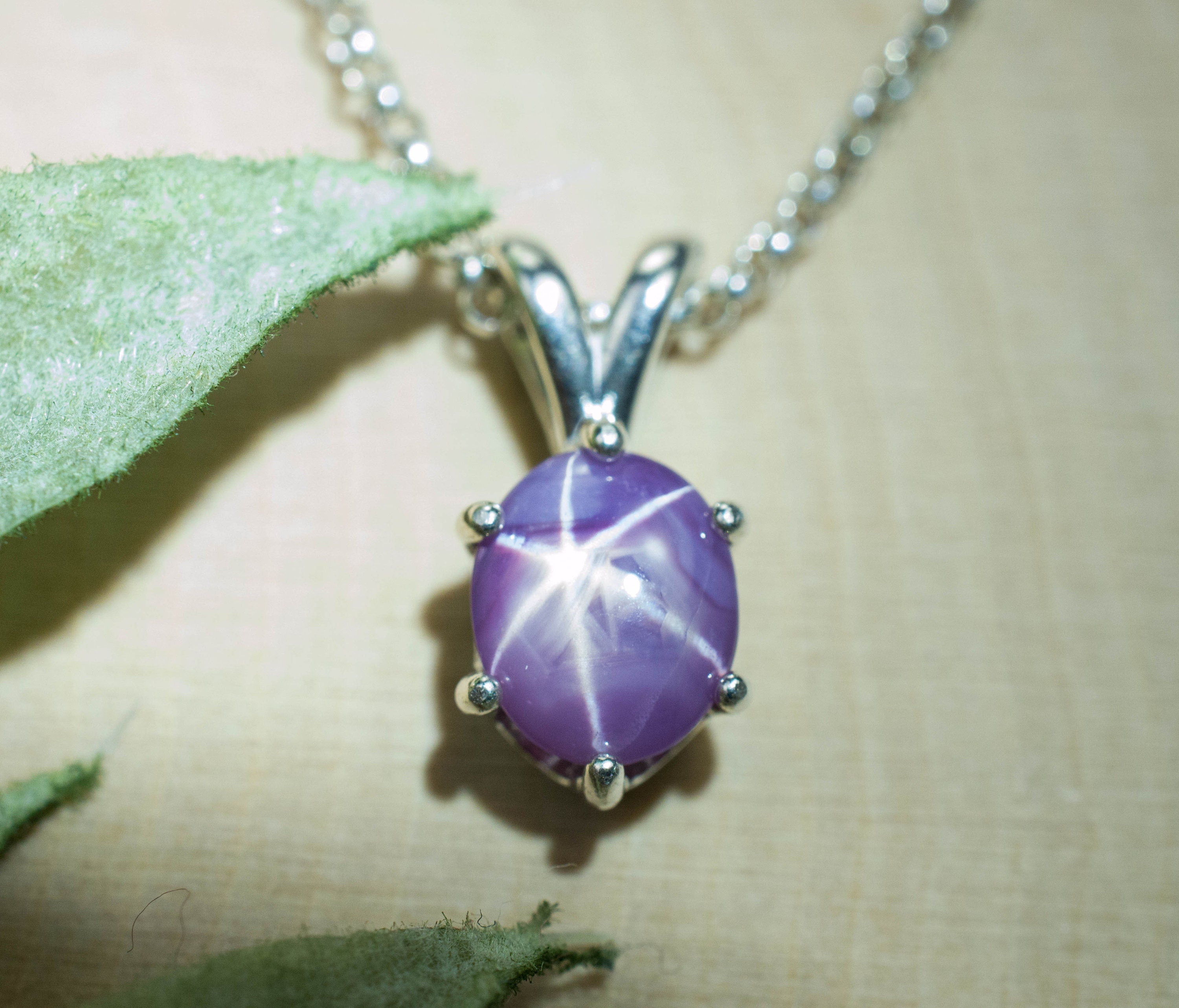 Star Sapphire Pendant; Natural Untreated Pink Star Sapphire - Mark Oliver Gems