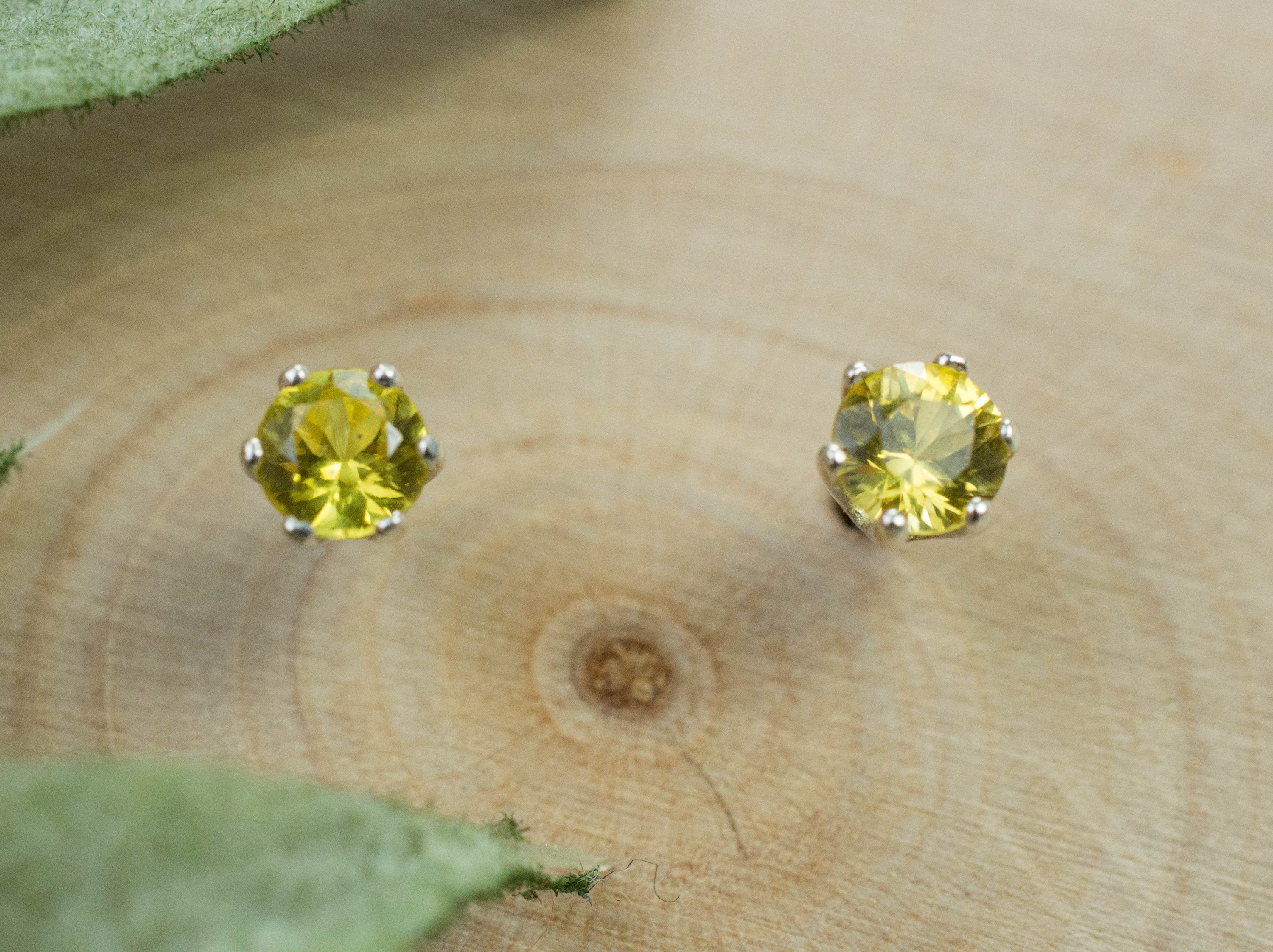 Yellow Sapphire Earrings; Genuine Thailand Sapphire; 0.375cts - Mark Oliver Gems