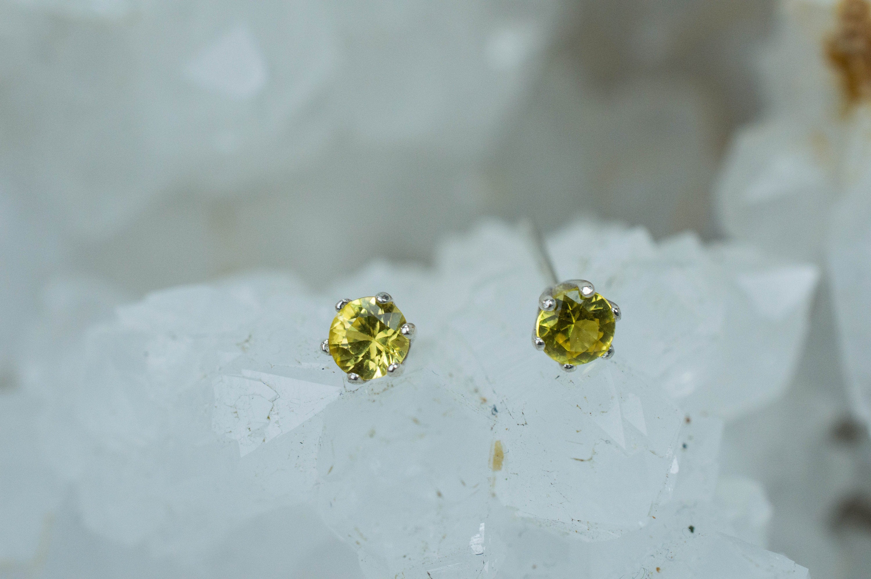 Yellow Sapphire Earrings; Genuine Thailand Sapphire; 0.375cts - Mark Oliver Gems