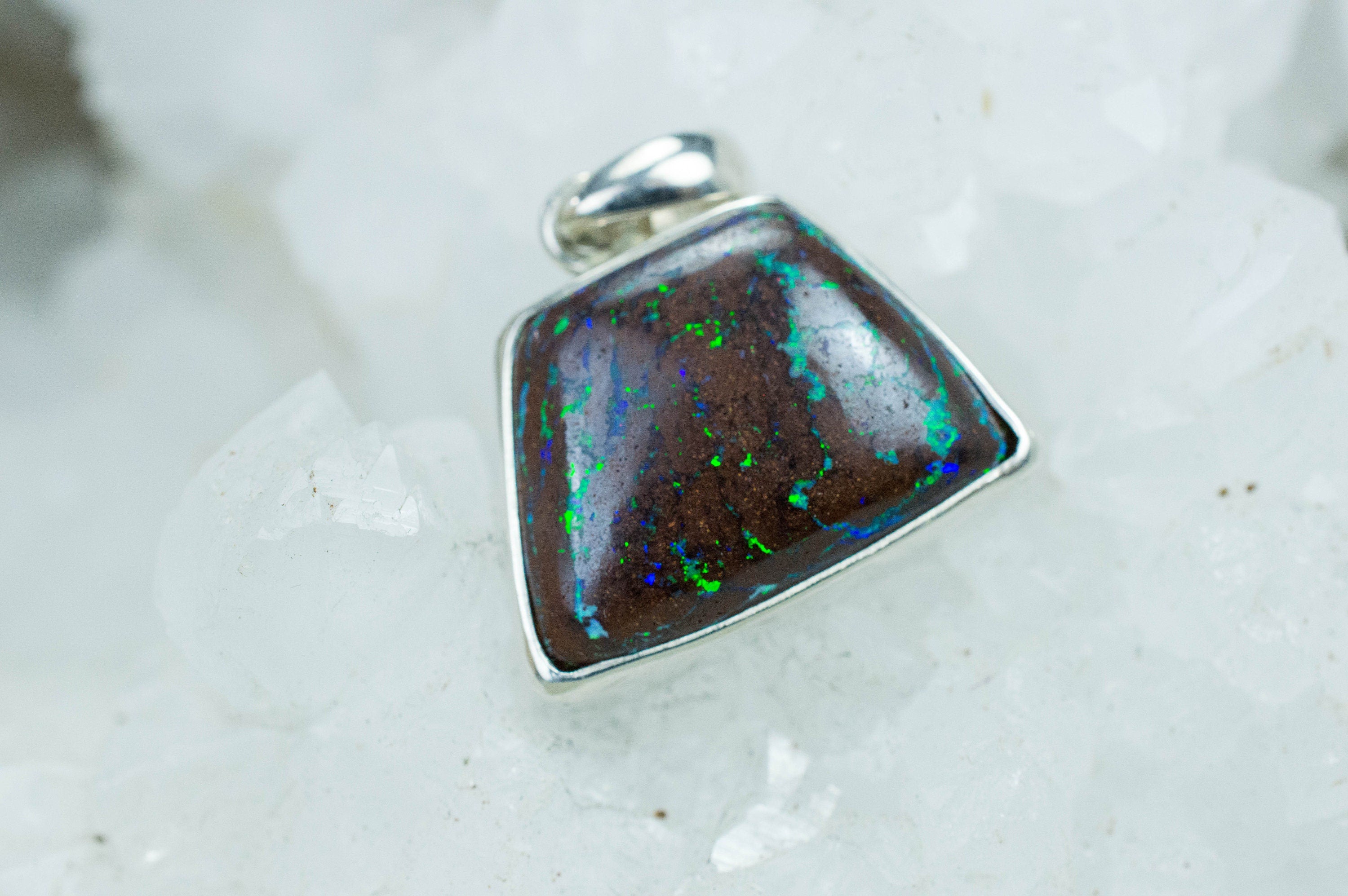 Boulder Opal Pendant; Natural Untreated Australian Opal - Mark Oliver Gems