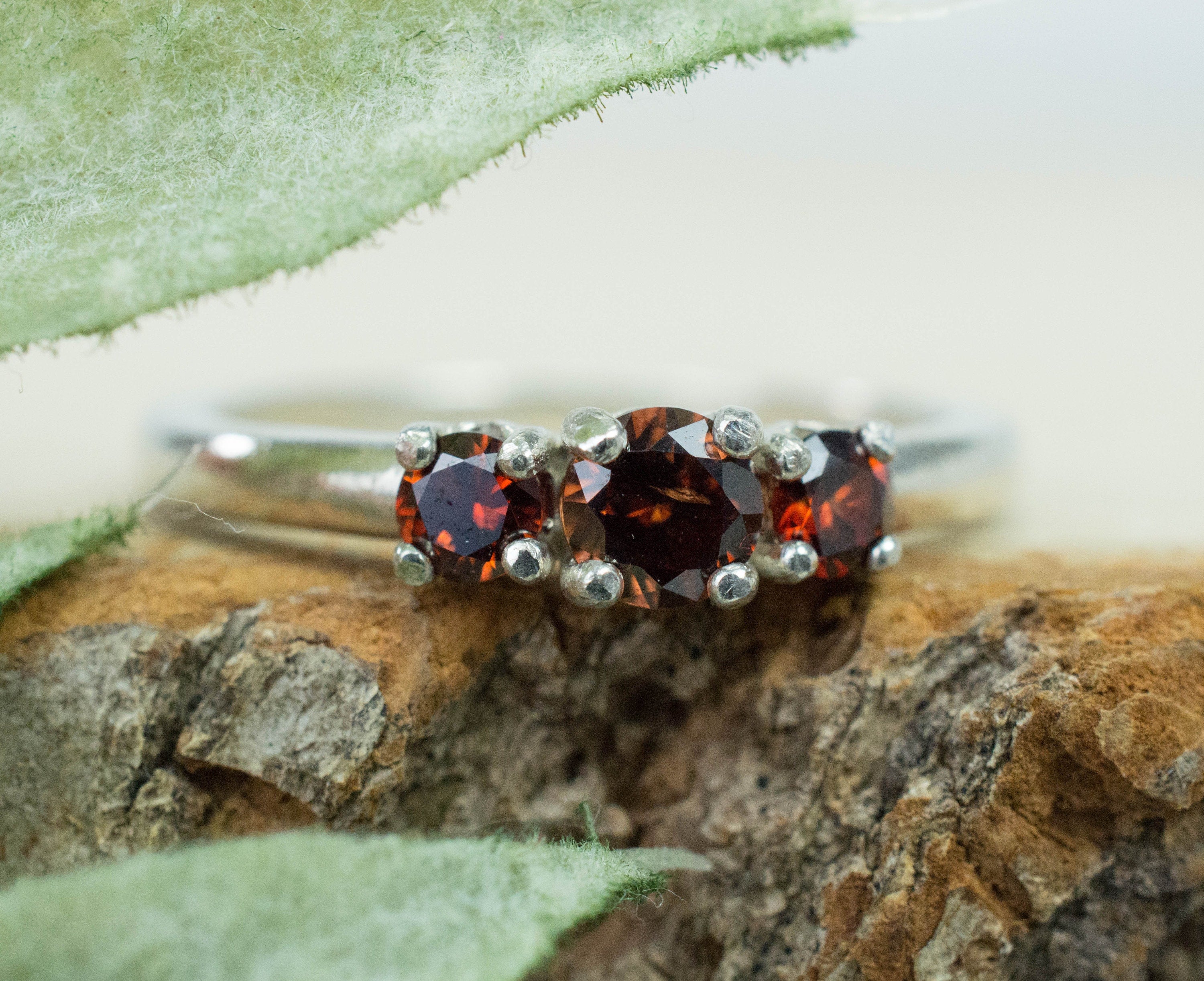 Zircon Ring; Genuine Untreated Tanzania Cognac Zircon Set - Mark Oliver Gems