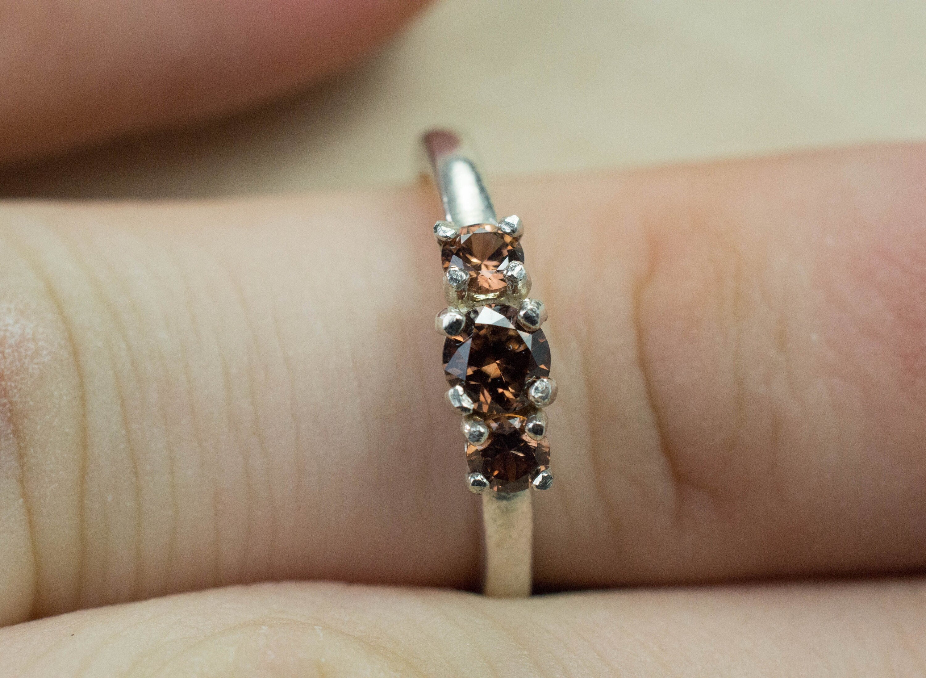 Zircon Ring; Genuine Untreated Tanzania Cognac Zircons - Mark Oliver Gems