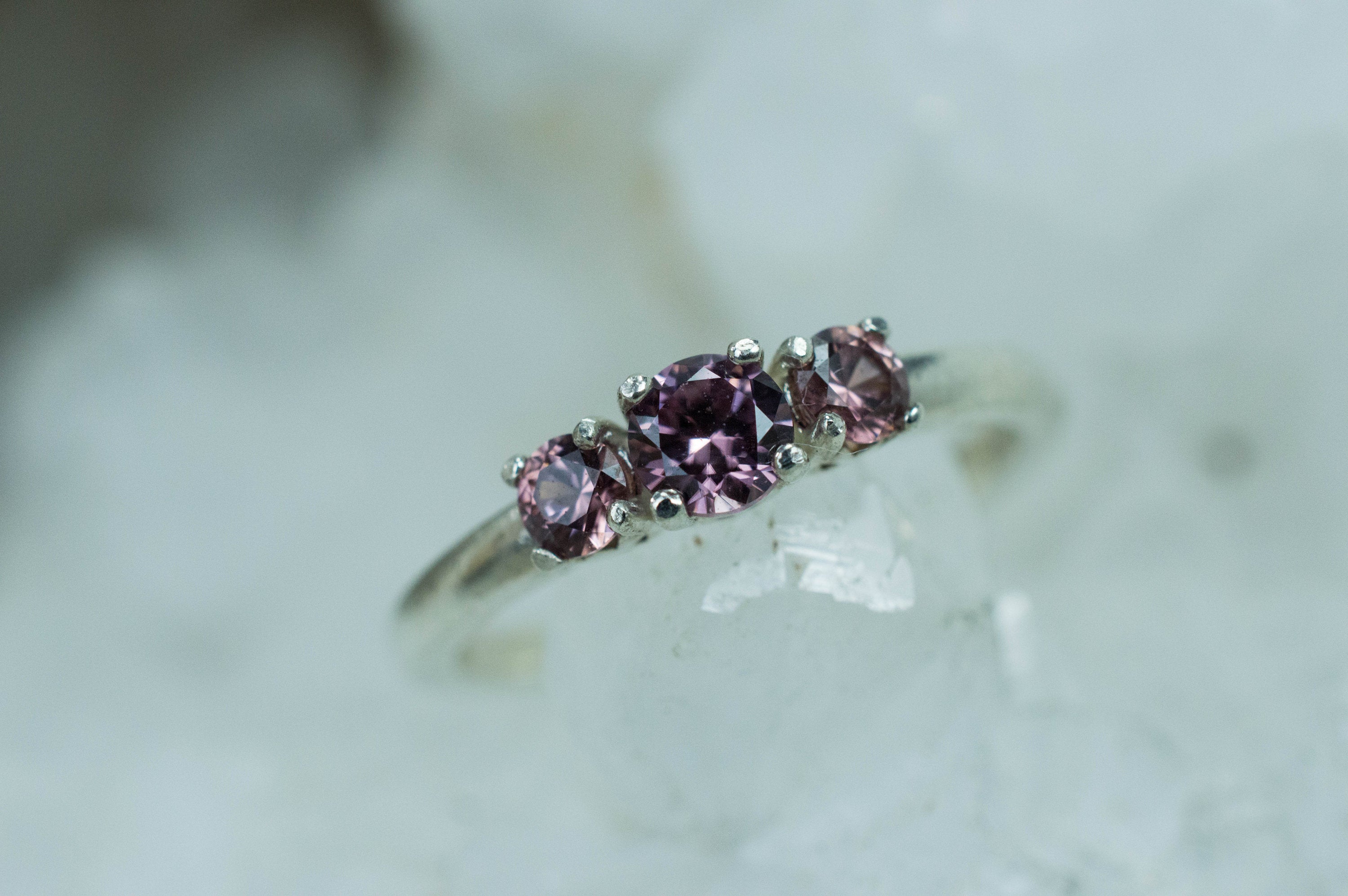 Zircon Ring; Genuine Untreated Tanzania Pink Zircon Set - Mark Oliver Gems