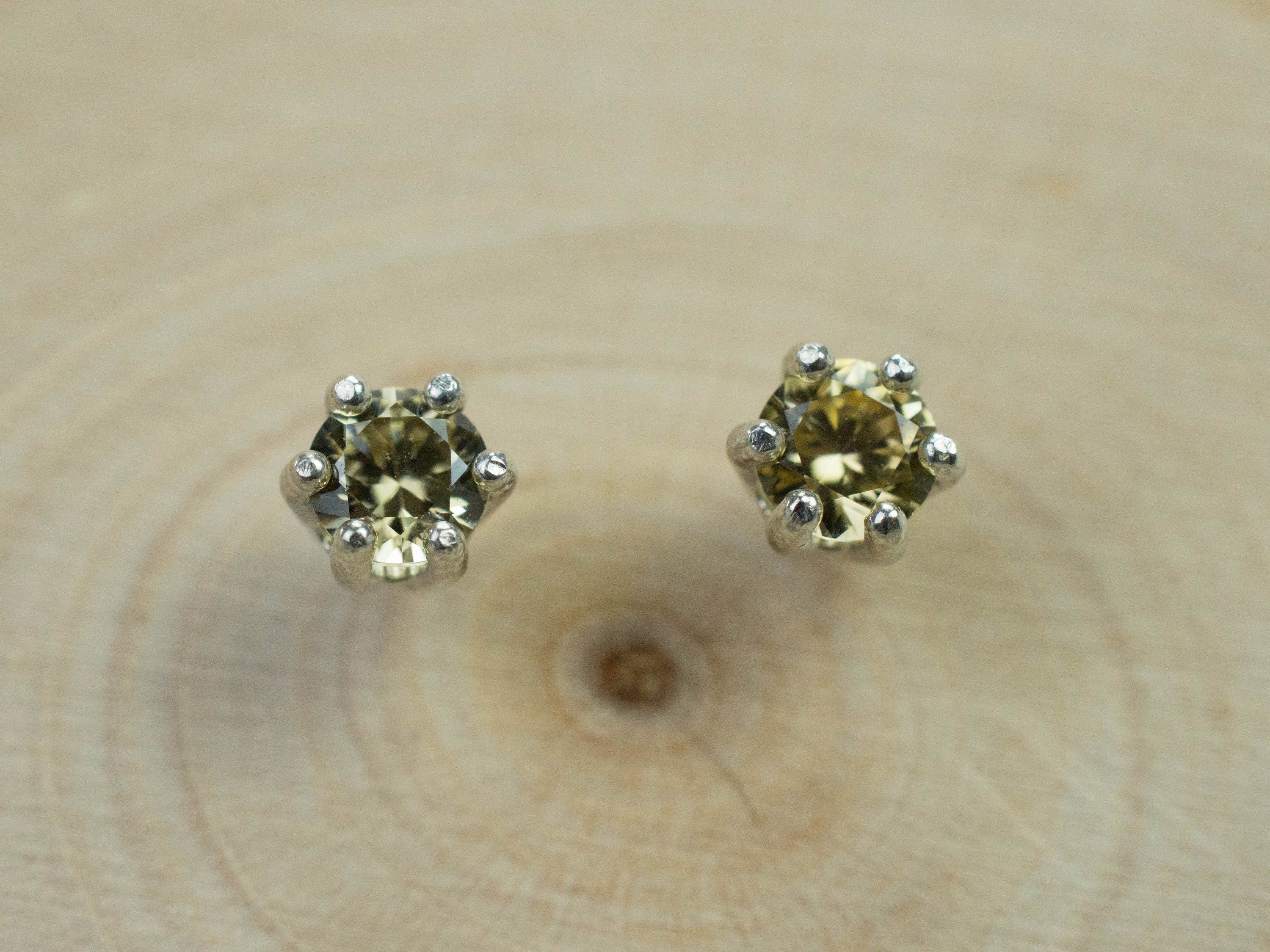 Yellow Zircon Earrings; Genuine Untreated Tanzania Zircon; 0.715cts - Mark Oliver Gems