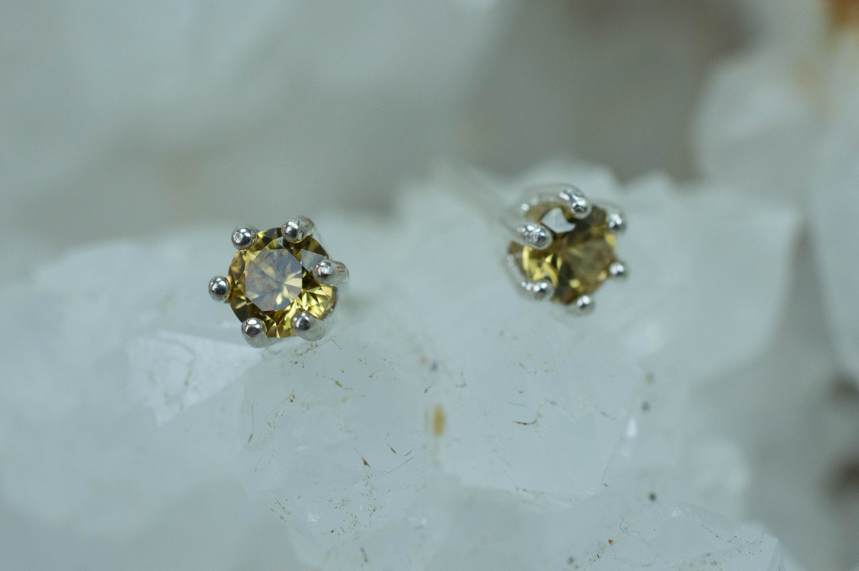 Yellow Zircon Earrings; Genuine Untreated Tanzania Zircon; 0.745cts - Mark Oliver Gems
