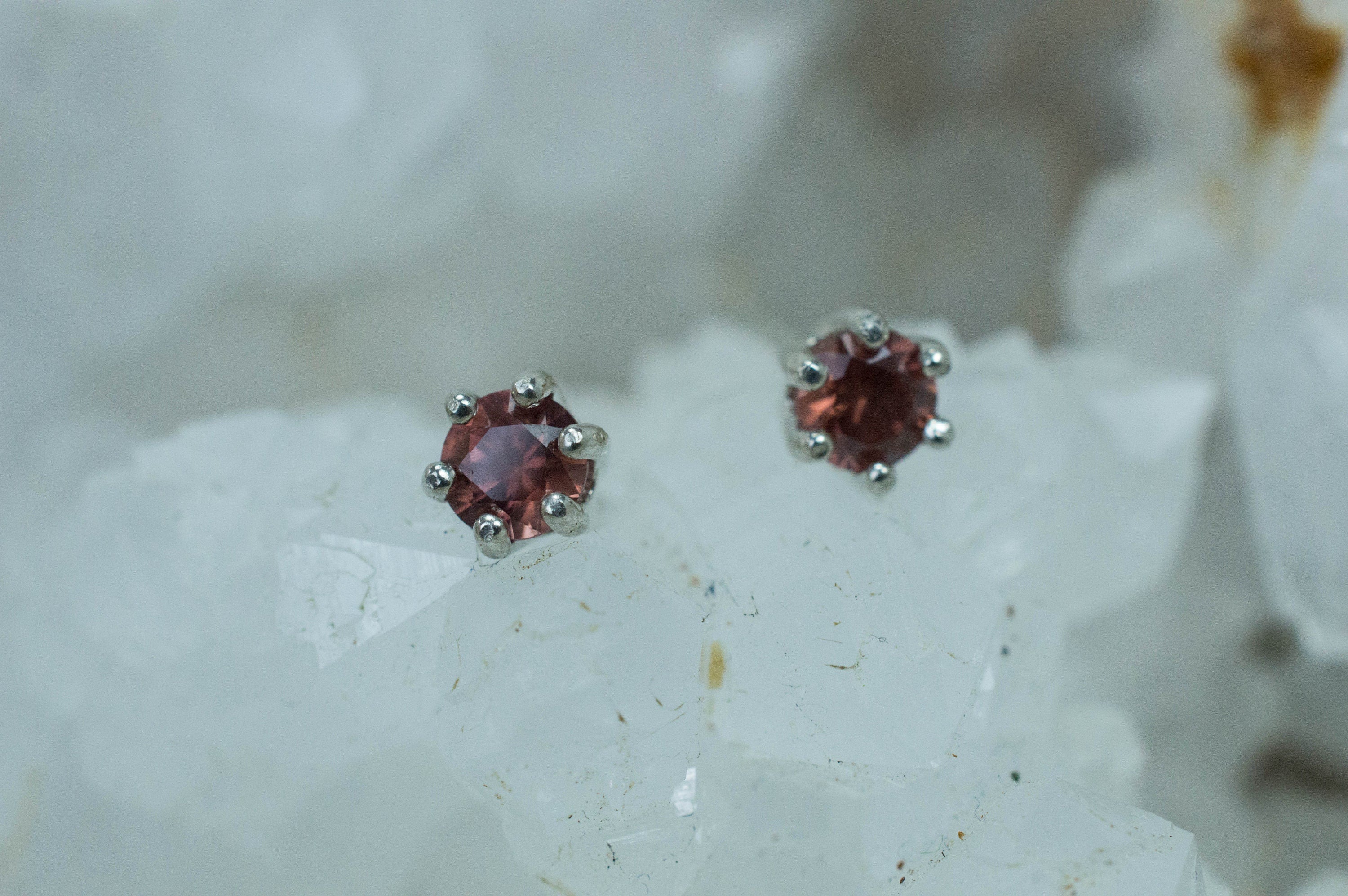 Rose Zircon Earrings; Genuine Untreated Tanzania Pink Zircon; 0.715cts - Mark Oliver Gems