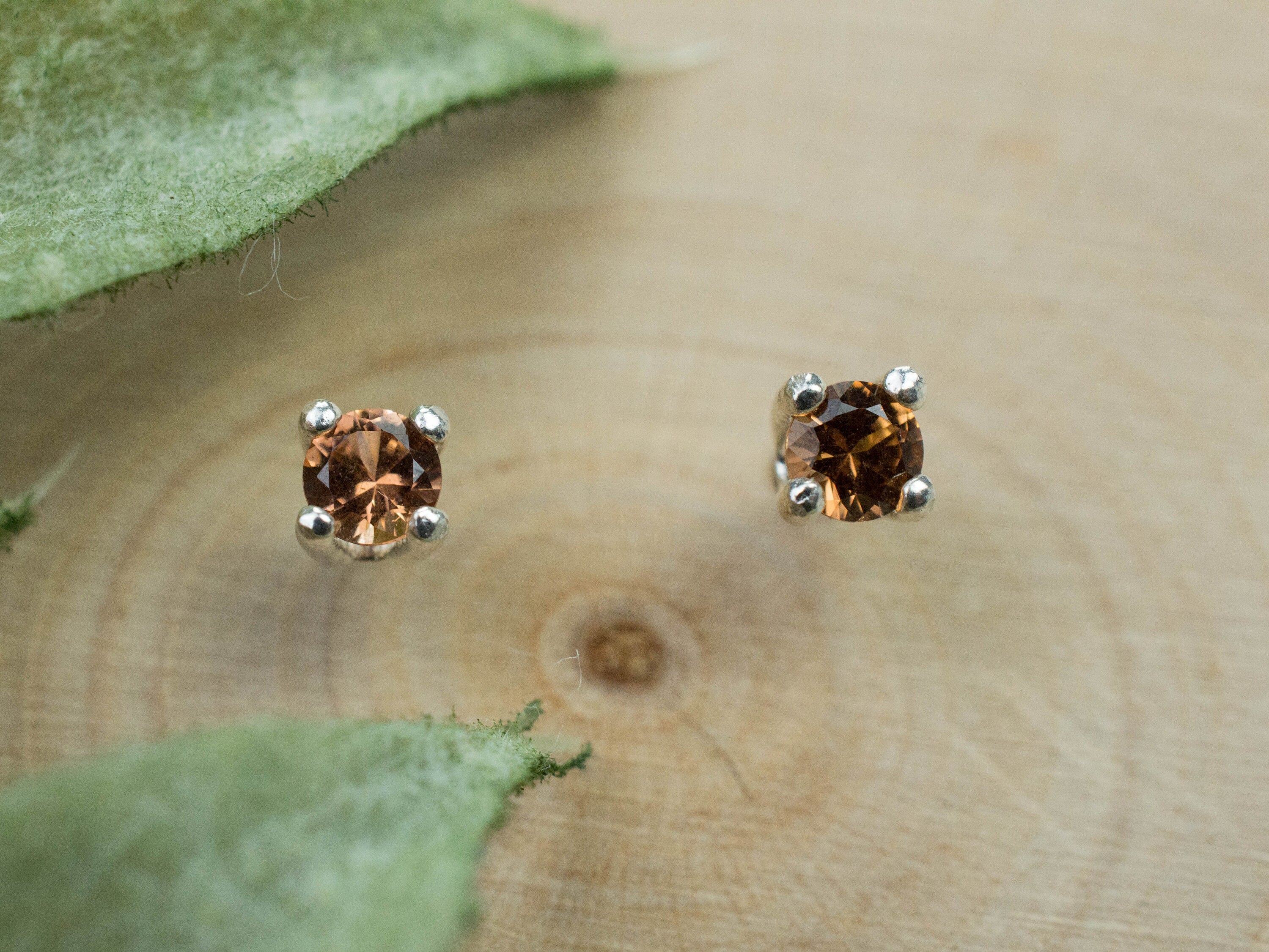 Cinnamon Garnet Earrings; Genuine Untreated Tanzania Garnet; 0.245cts - Mark Oliver Gems