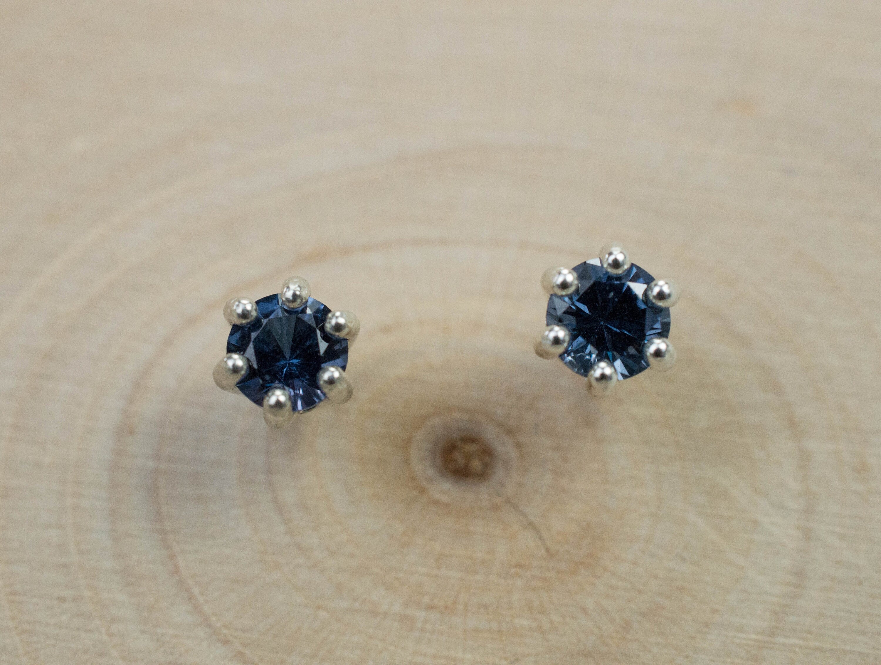 Blue Spinel Earrings; Natural Untreated Mozambique Spinel; 0.515cts - Mark Oliver Gems