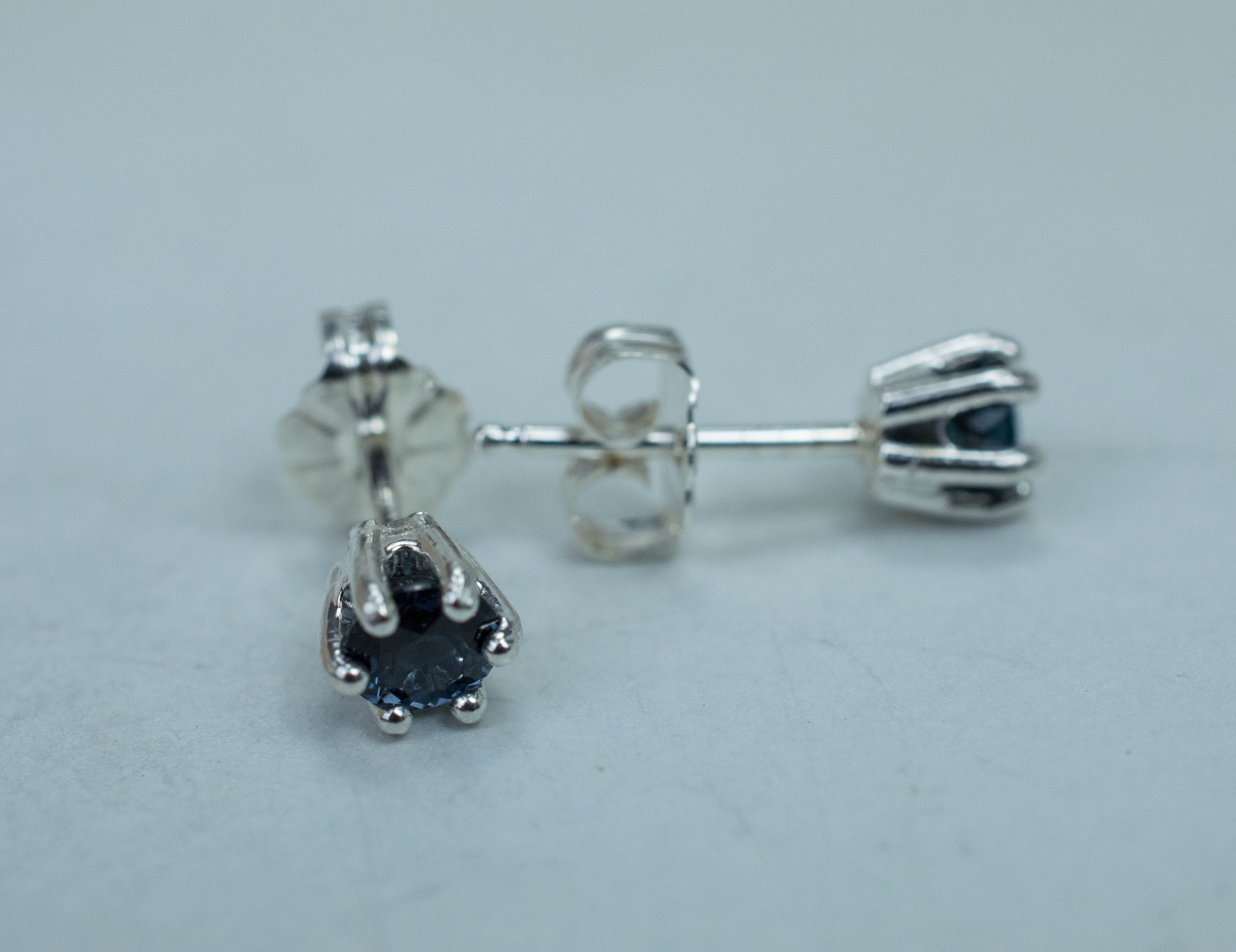 Blue Spinel Earrings; Natural Untreated Mozambique Spinel; 0.630cts - Mark Oliver Gems