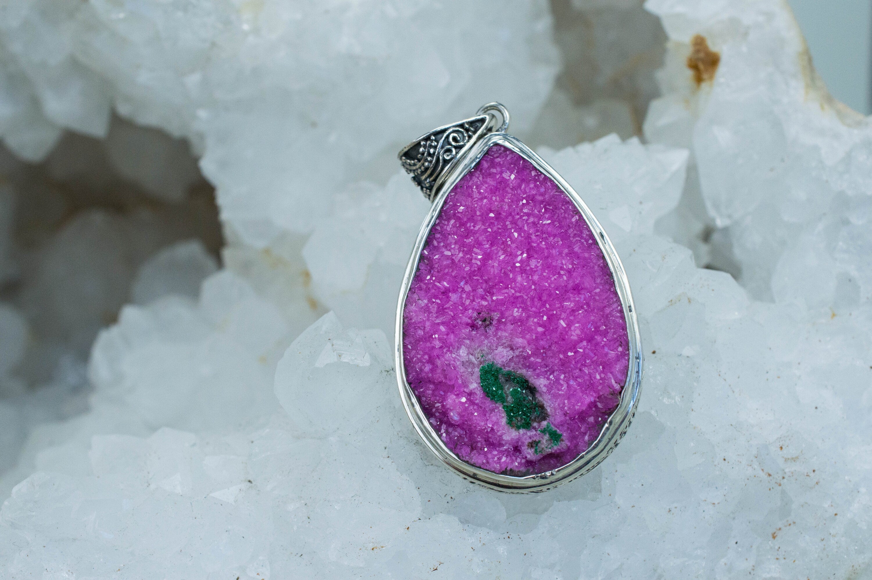 Cobalt Calcite Pendant, Natural and Untreated Congo Calcite - Mark Oliver Gems