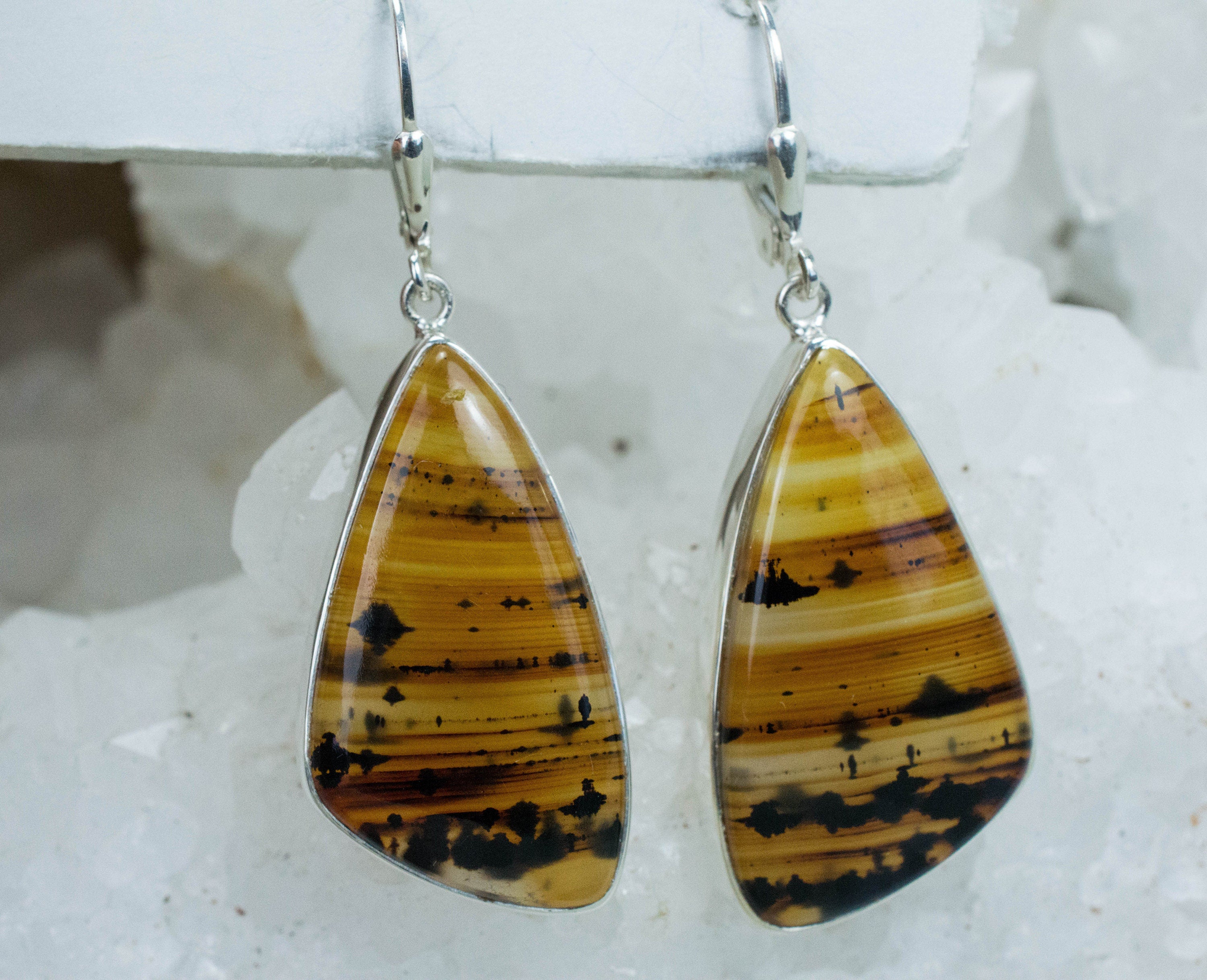 Montana Moss Agate Earrings, Genuine Untreated USA Agate - Mark Oliver Gems