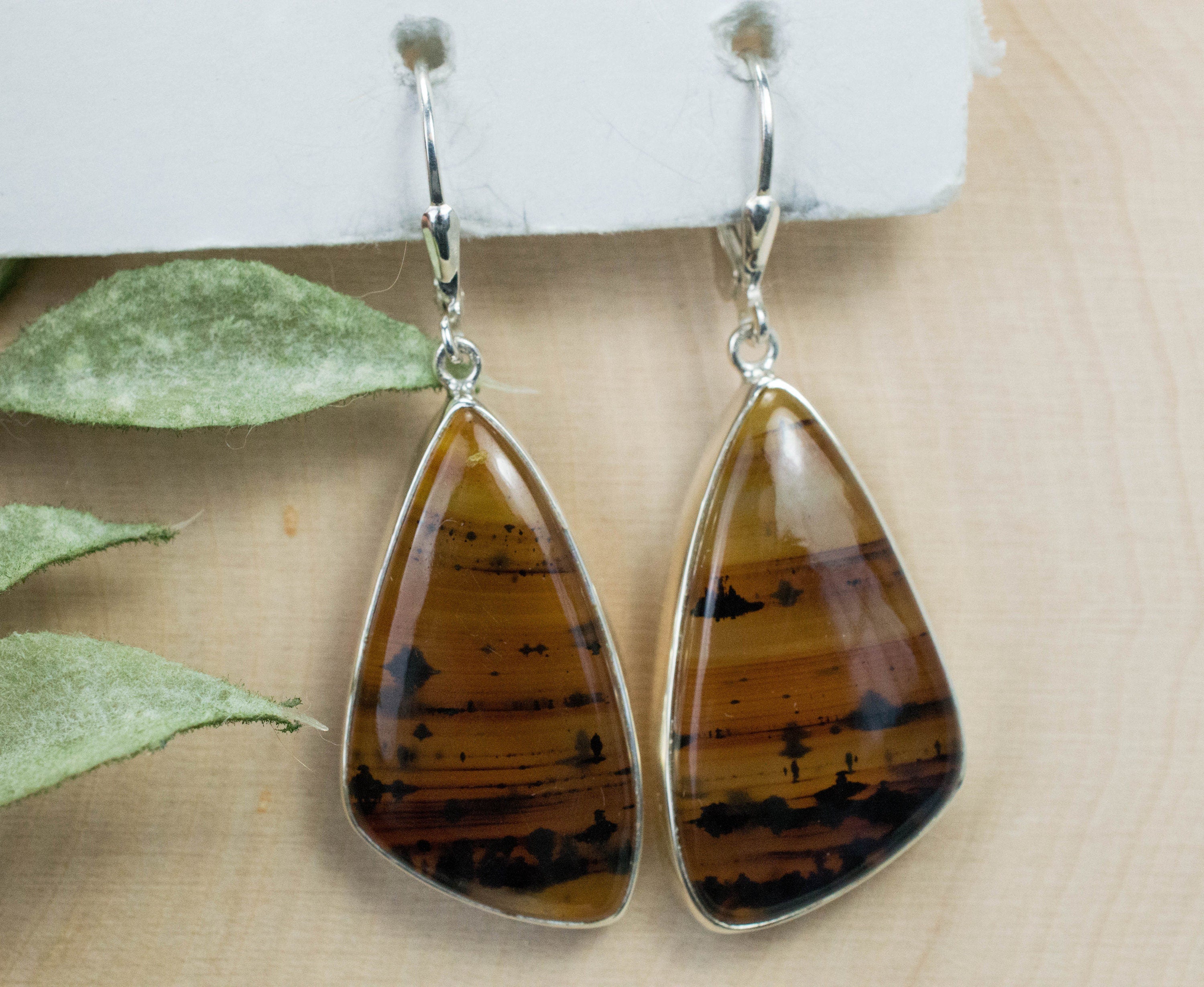 Montana Moss Agate Earrings, Genuine Untreated USA Agate - Mark Oliver Gems