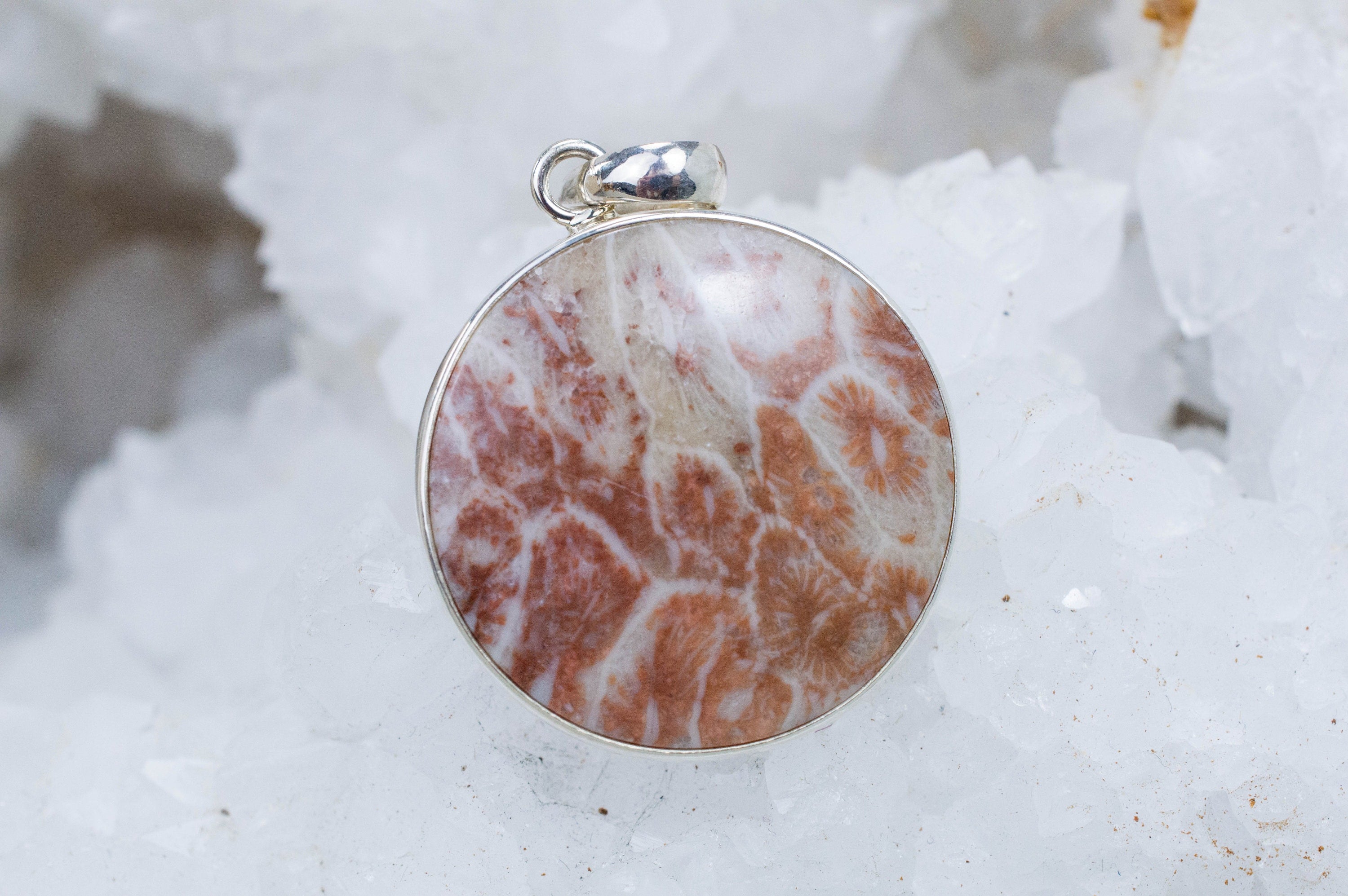 Coral Pendant; Natural Untreated Indonesian Fossil Coral - Mark Oliver Gems