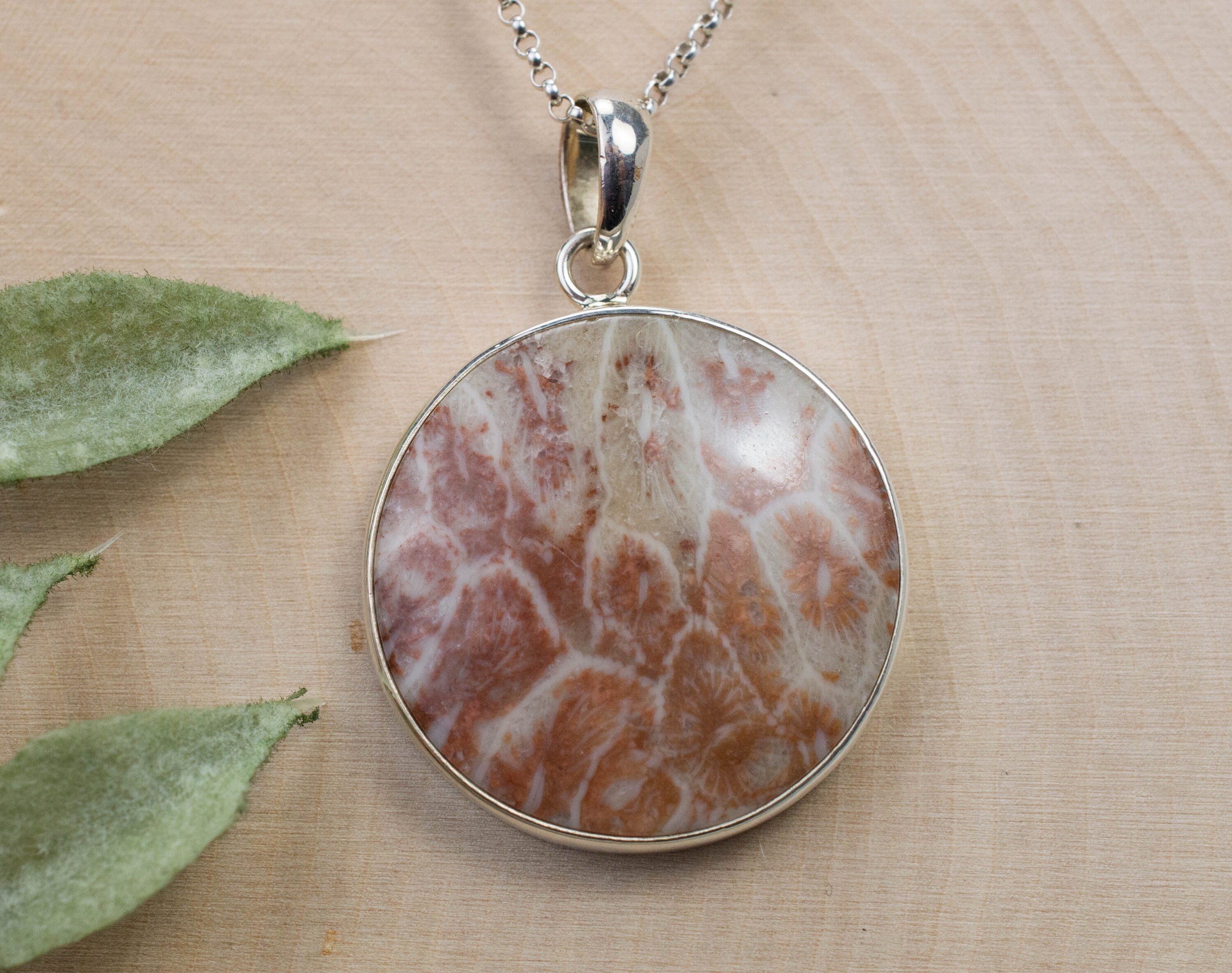 Coral Pendant; Natural Untreated Indonesian Fossil Coral - Mark Oliver Gems