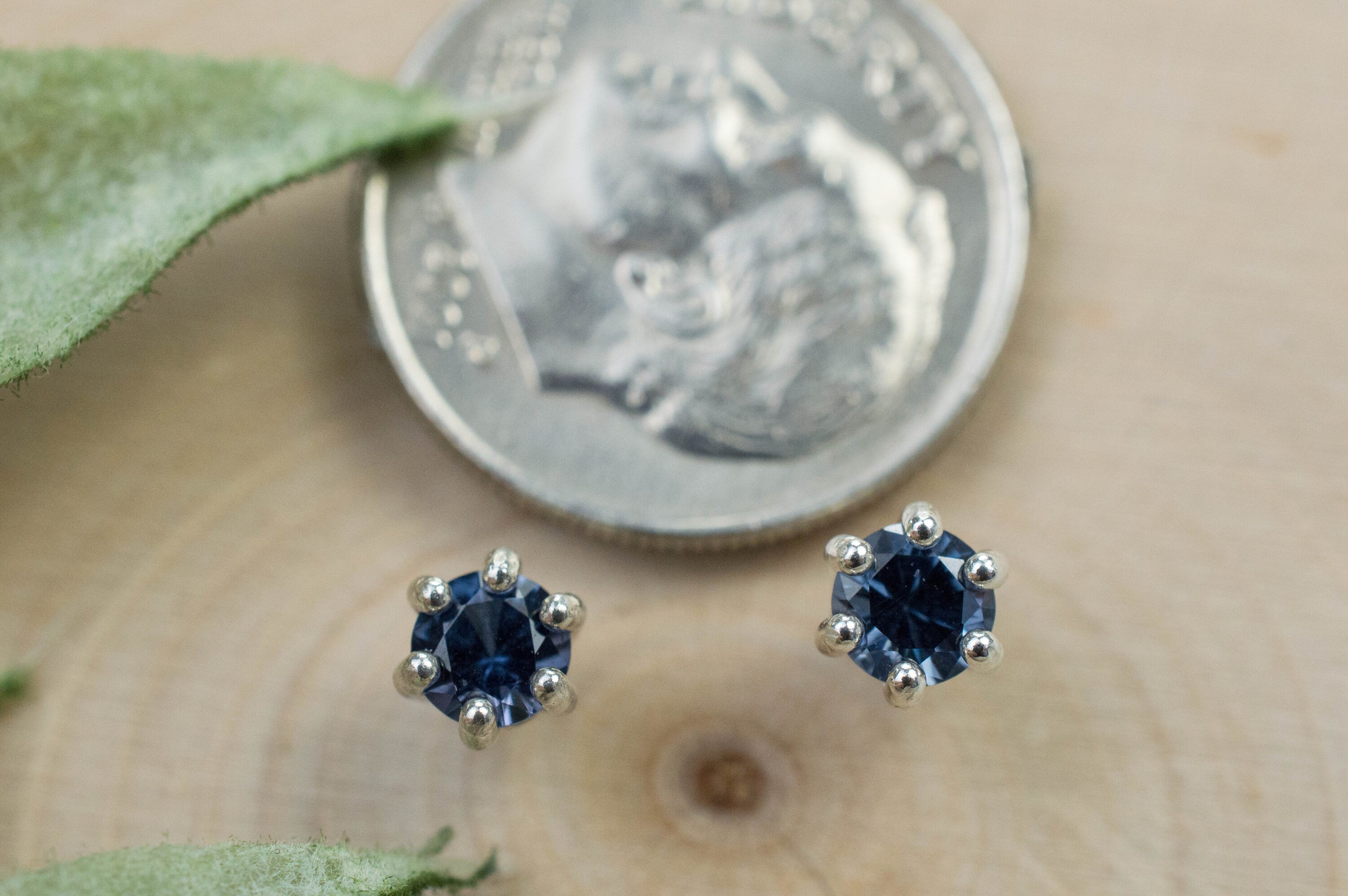 Blue Spinel Earrings; Natural Untreated Mozambique Spinel; 0.515cts - Mark Oliver Gems