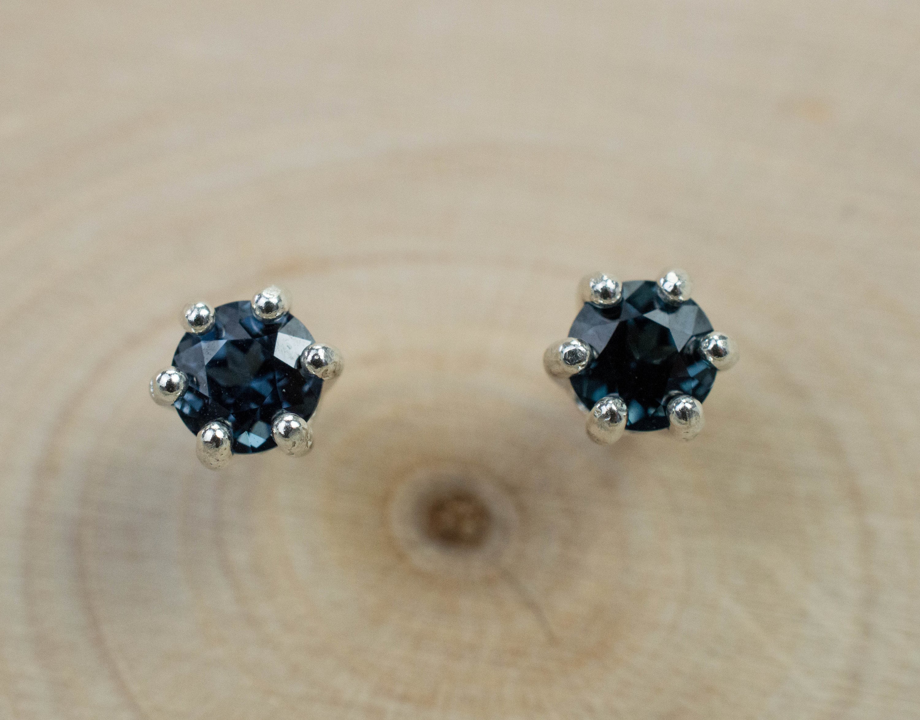 Blue Spinel Earrings; Natural Untreated Mozambique Spinel; 0.630cts - Mark Oliver Gems