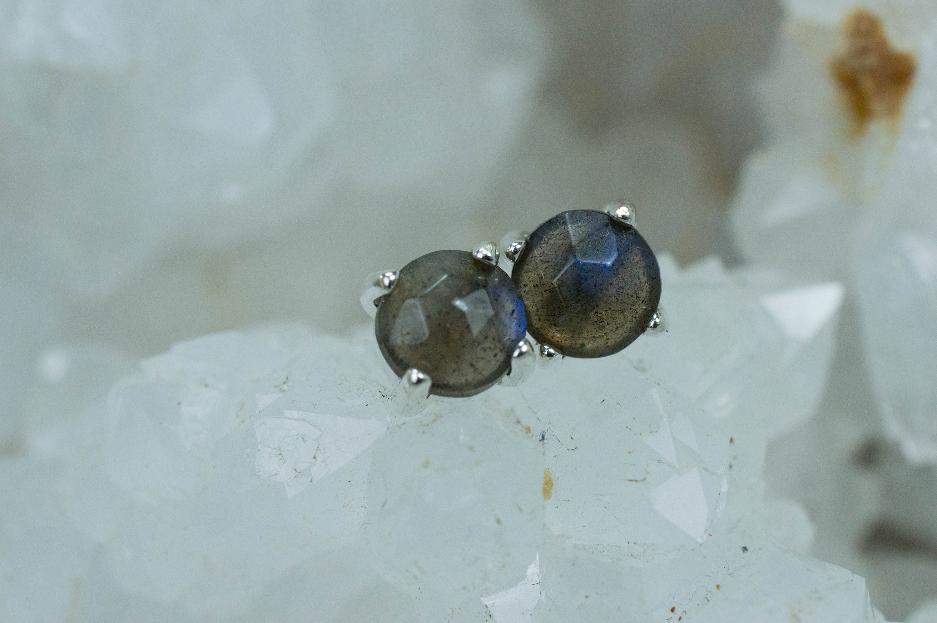 Labradorite Earrings; Natural Untreated Madagascar Labradorite; 1.520cts - Mark Oliver Gems
