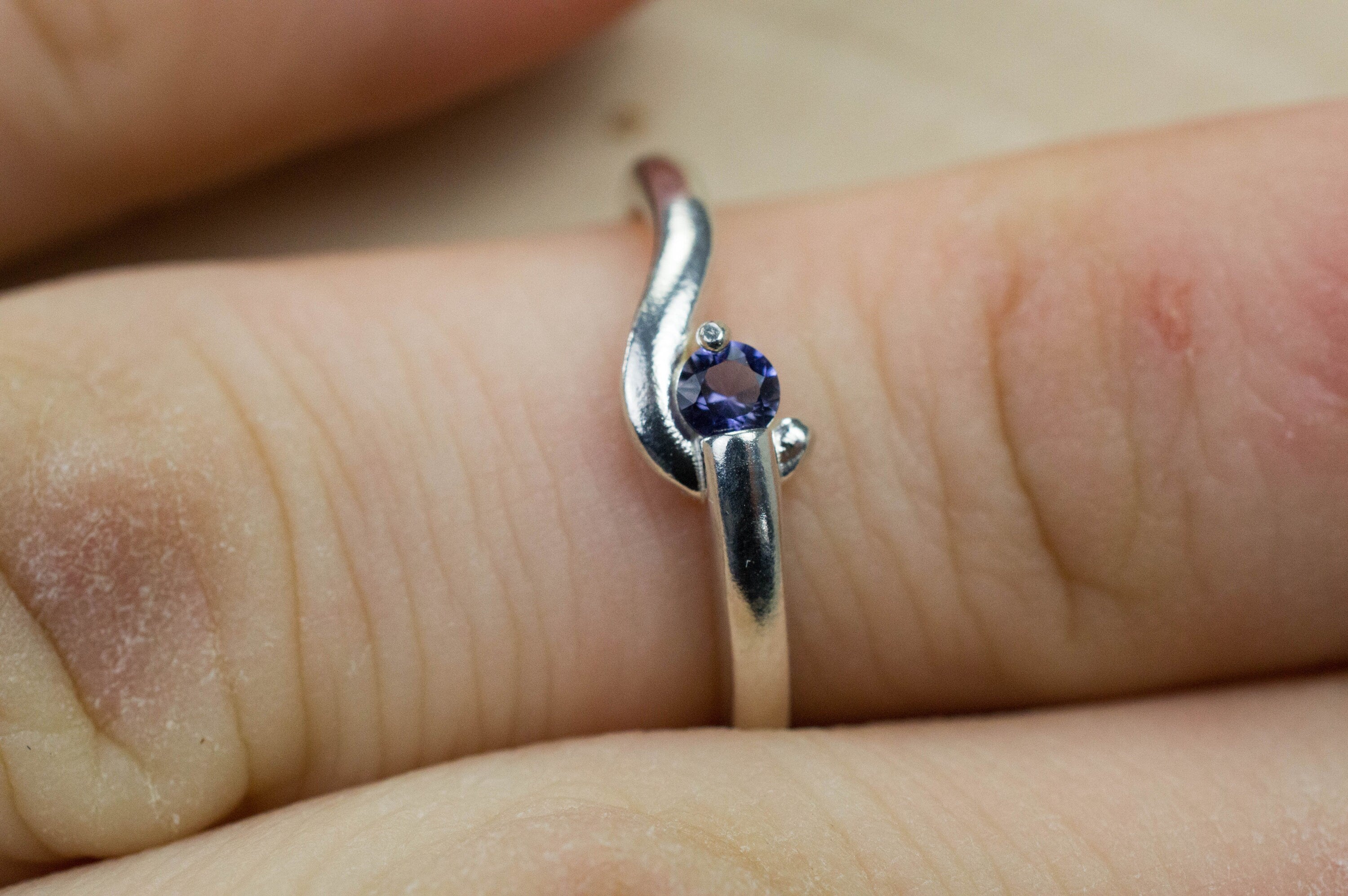 Iolite Ring; Natural Untreated Madagascar Iolite; 0.075cts - Mark Oliver Gems