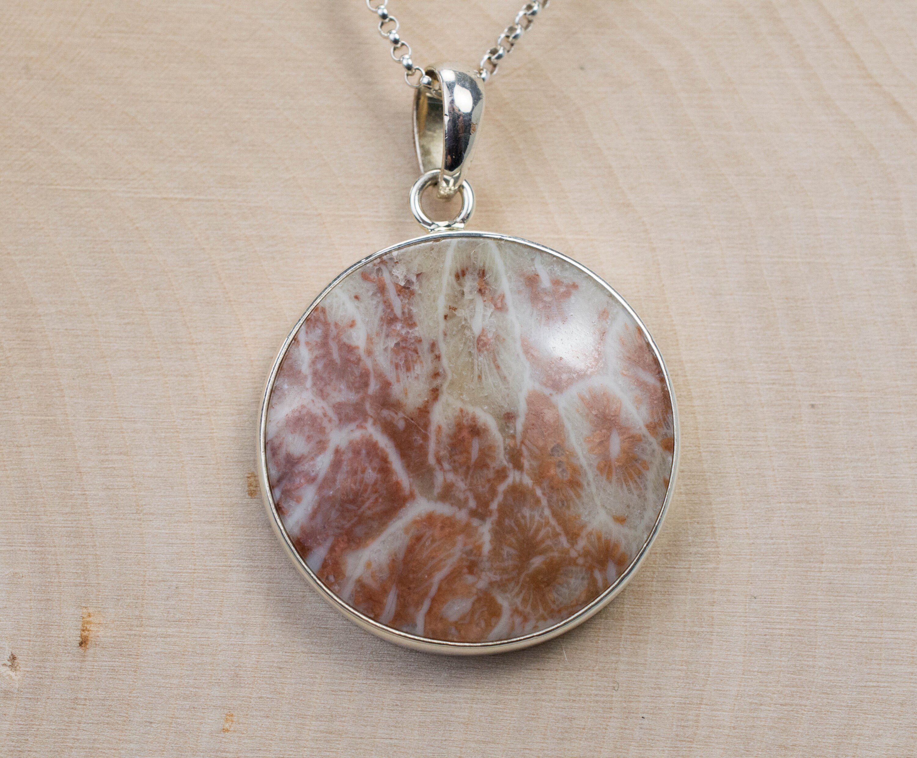 Coral Pendant; Natural Untreated Indonesian Fossil Coral - Mark Oliver Gems