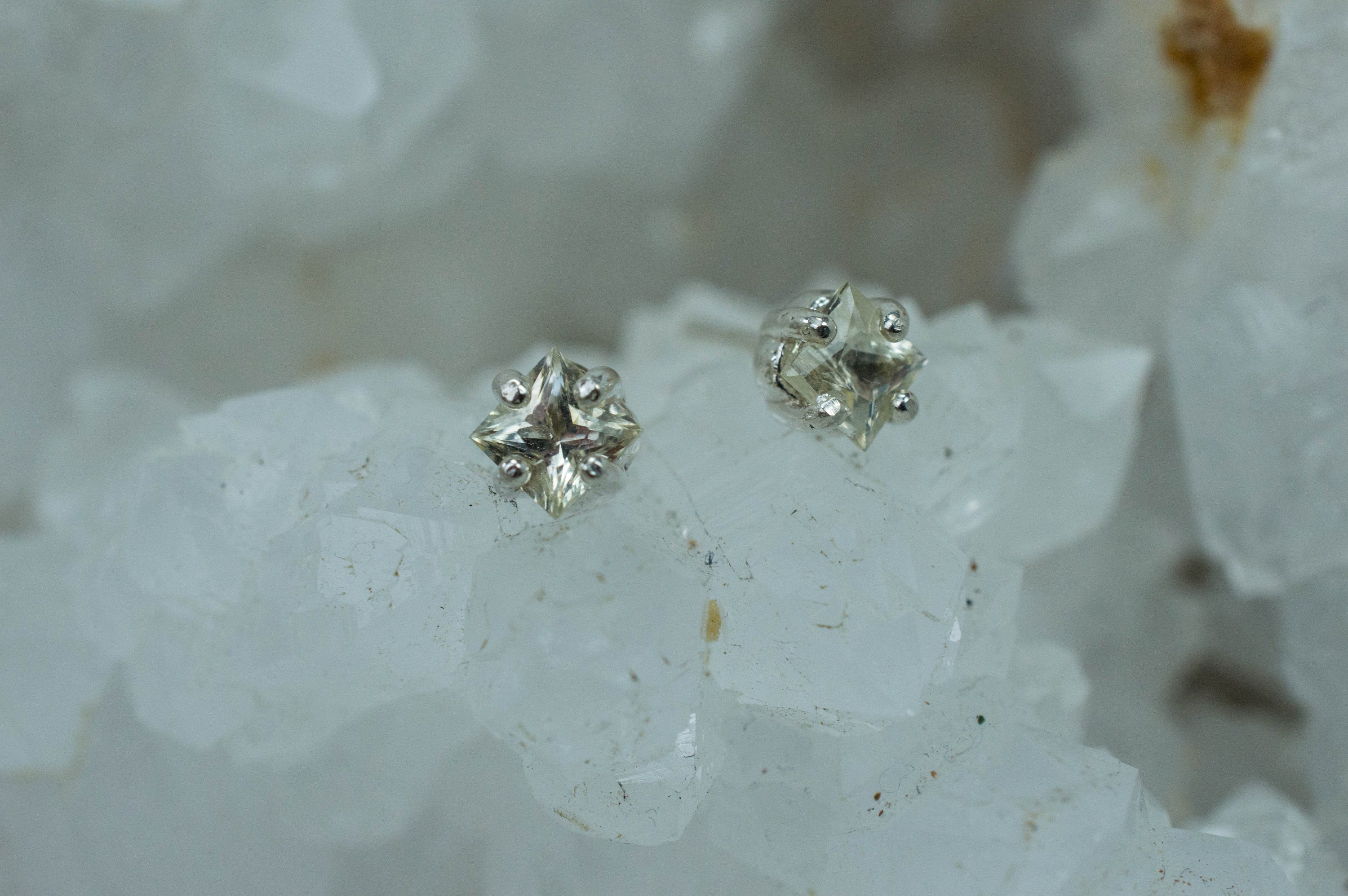 Oregon Sunstone Earrings; Genuine and Untreated USA Yellow Sunstone; 0.530cts - Mark Oliver Gems