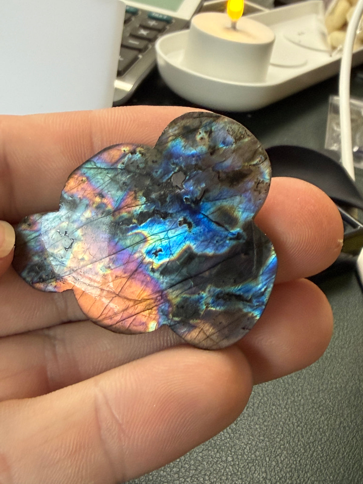 Labradorite Cabochon; Natural Untreated Madagascar Labradorite; 80.435cts