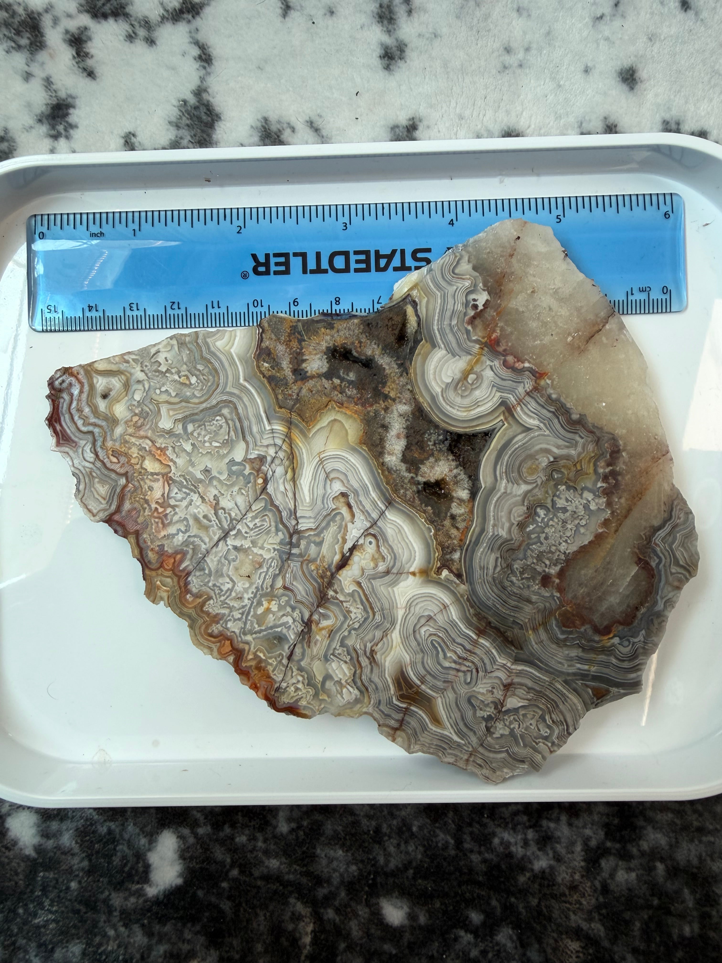 Crazy Lace Agate Slab from Mexico; 194.17 grams