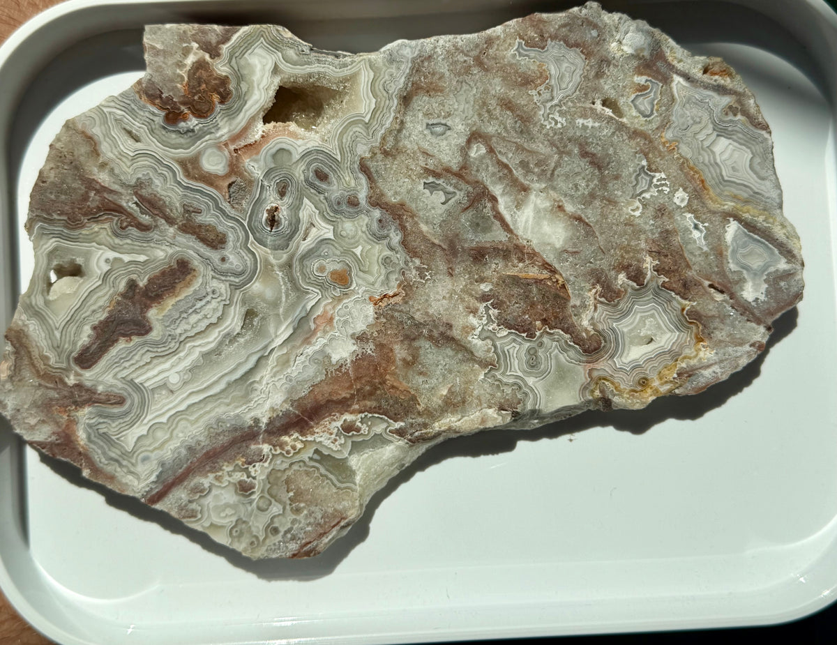 Crazy Lace Agate Slab from Mexico; 412.53 grams