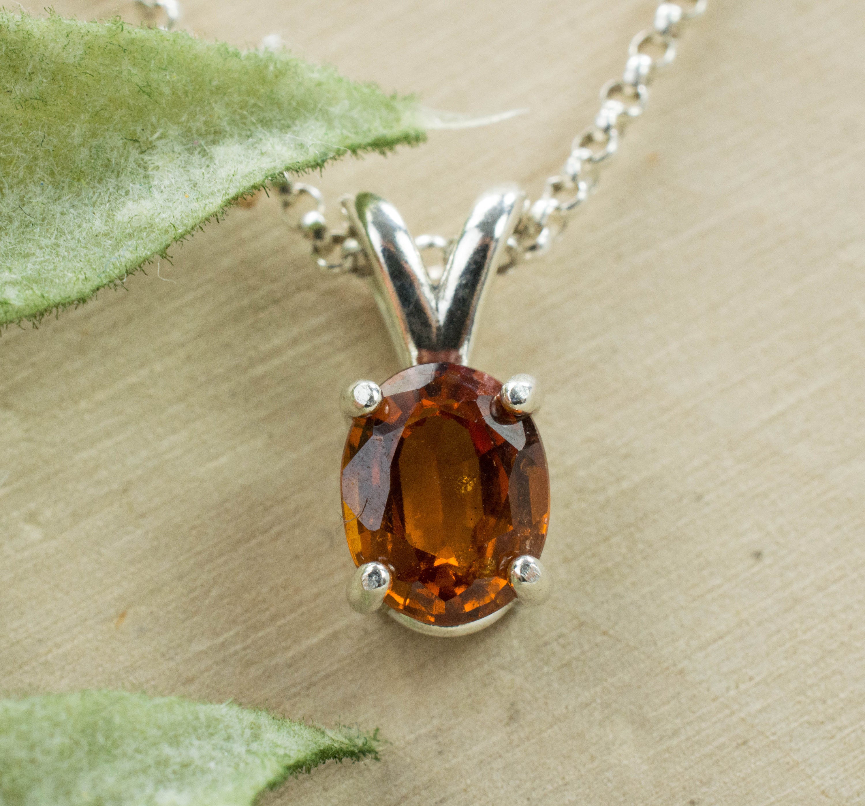 Hessonite Garnet Pendant; Genuine Untreated Madagascar Garnet; 1.430cts