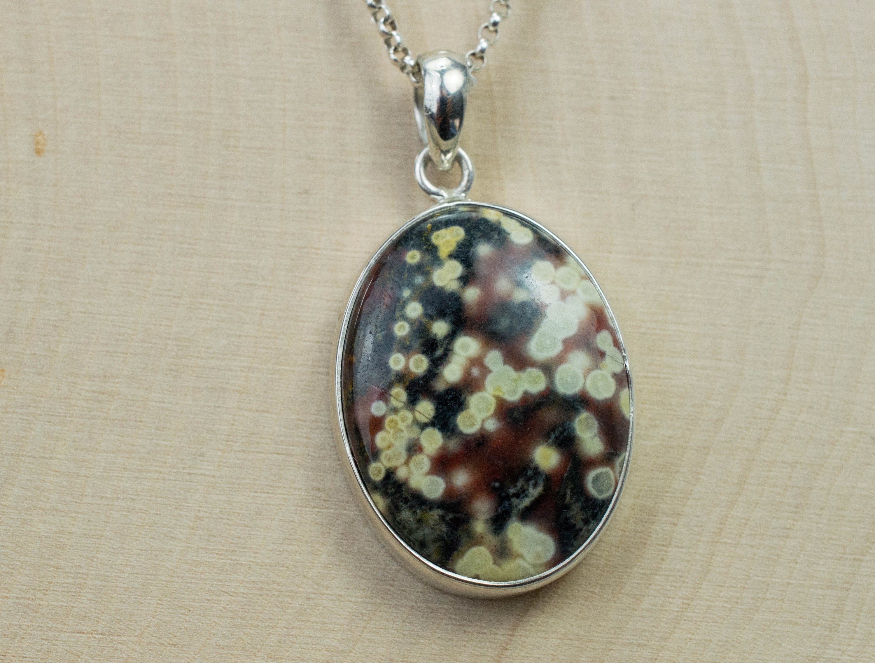 Ocean Jasper Pendant; Natural Untreated Madagascan Jasper - Mark Oliver Gems