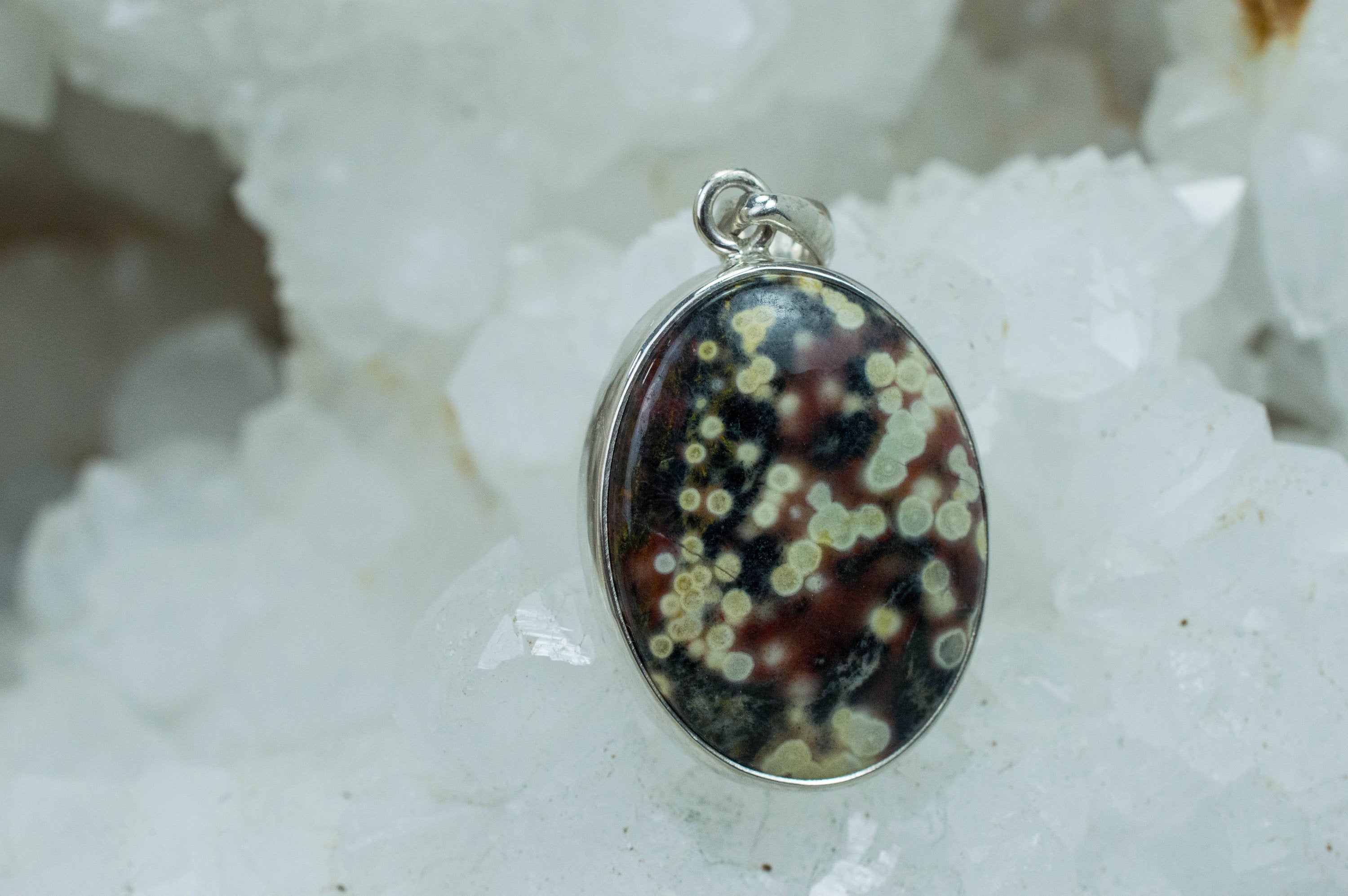 Ocean Jasper Pendant; Natural Untreated Madagascan Jasper - Mark Oliver Gems