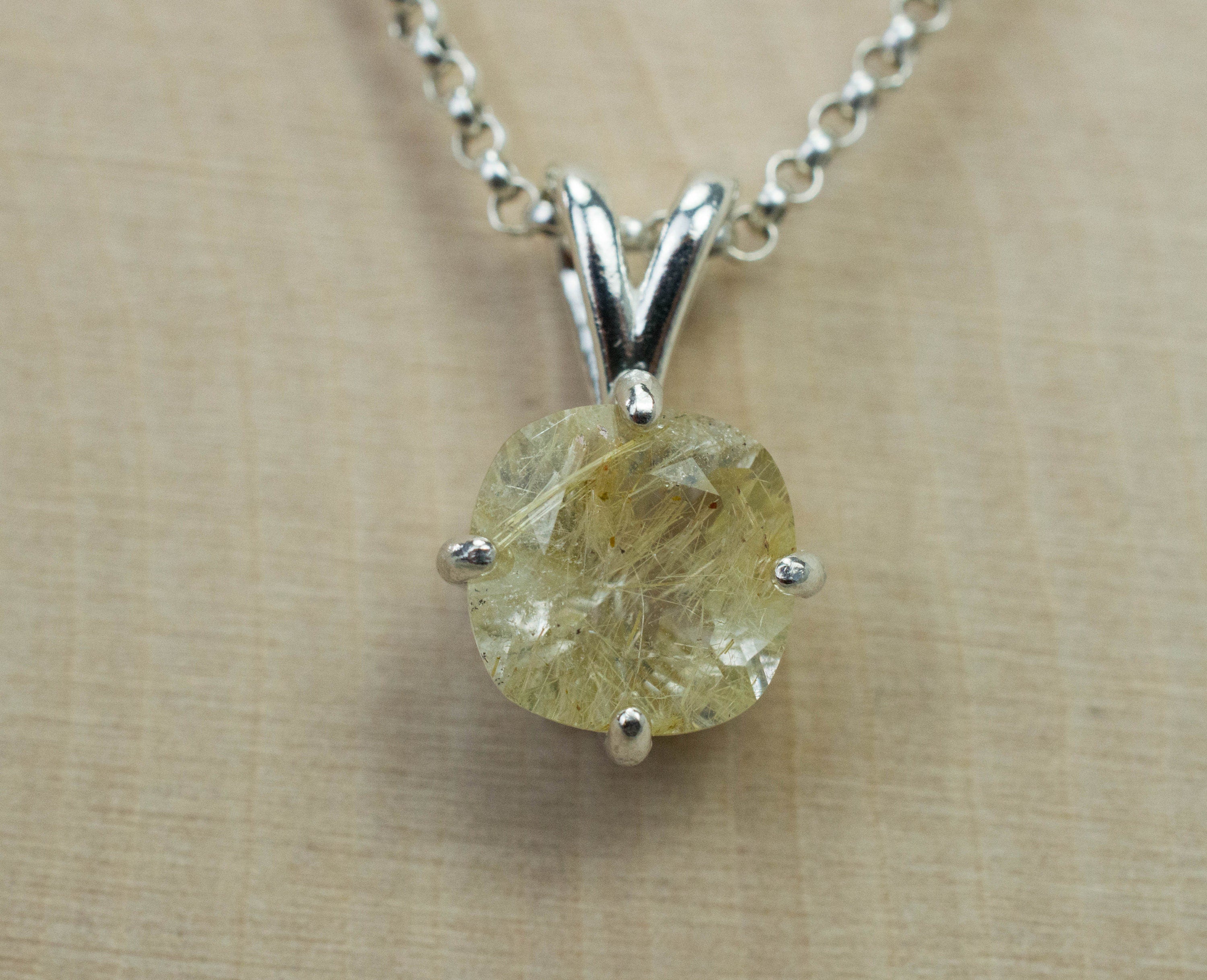 Rutilated Quartz Pendant, Natural Untreated Tanzanian Rutile Quartz; 1.920cts - Mark Oliver Gems