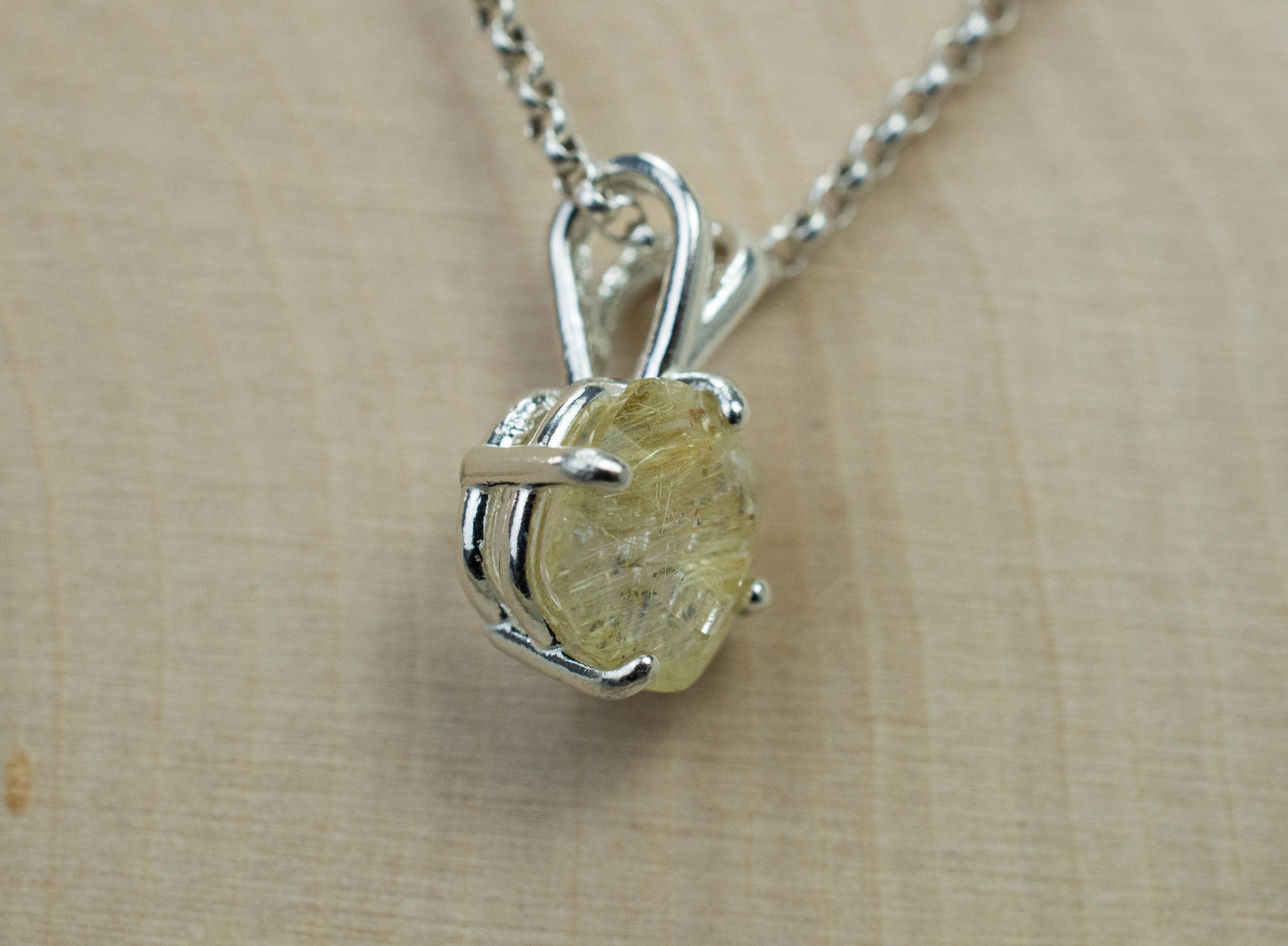 Rutilated Quartz Pendant, Natural Untreated Tanzanian Rutile Quartz; 1.920cts - Mark Oliver Gems