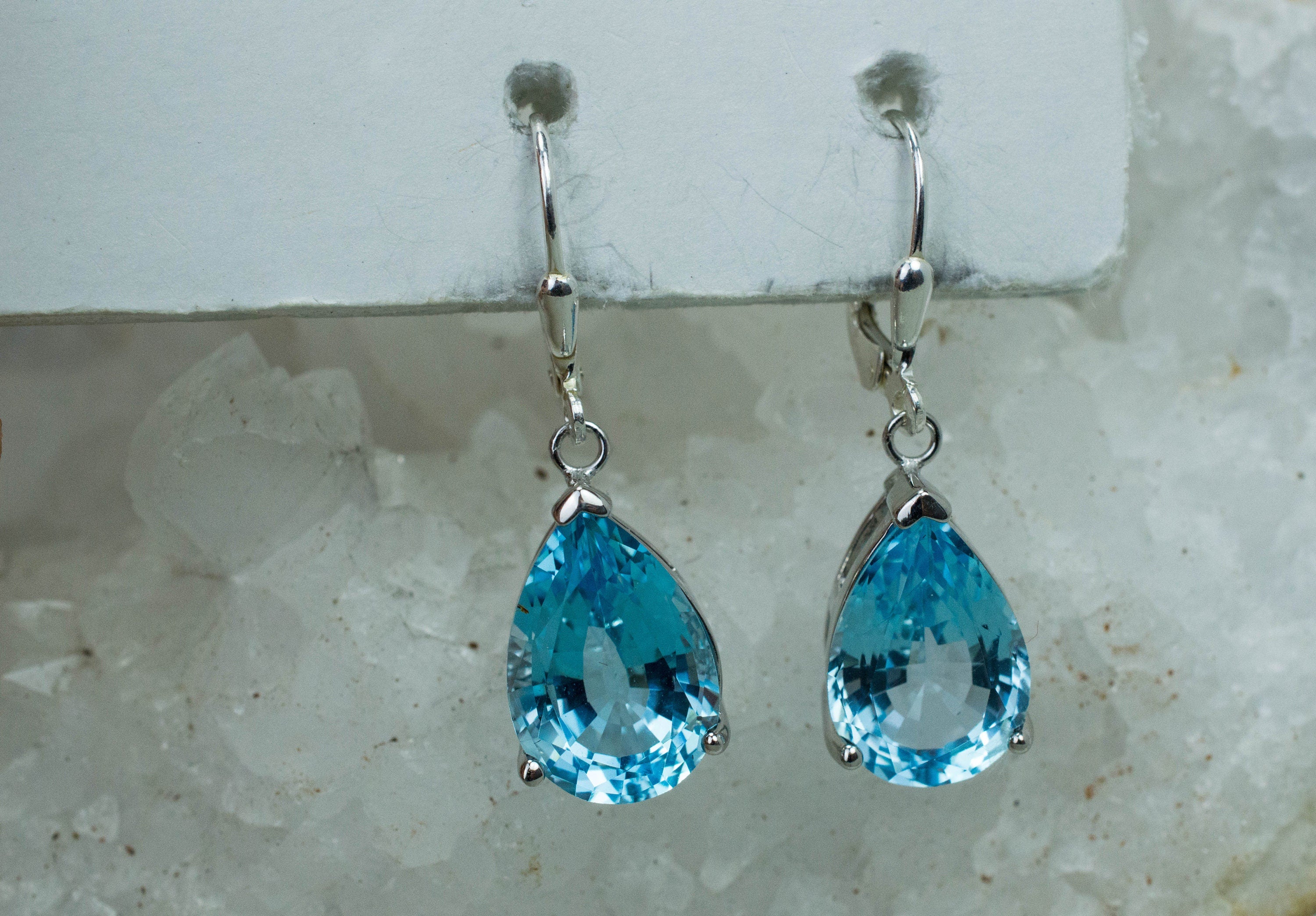 Blue Topaz Earrings; Genuine Brazilian Topaz; 18.250cts - Mark Oliver Gems