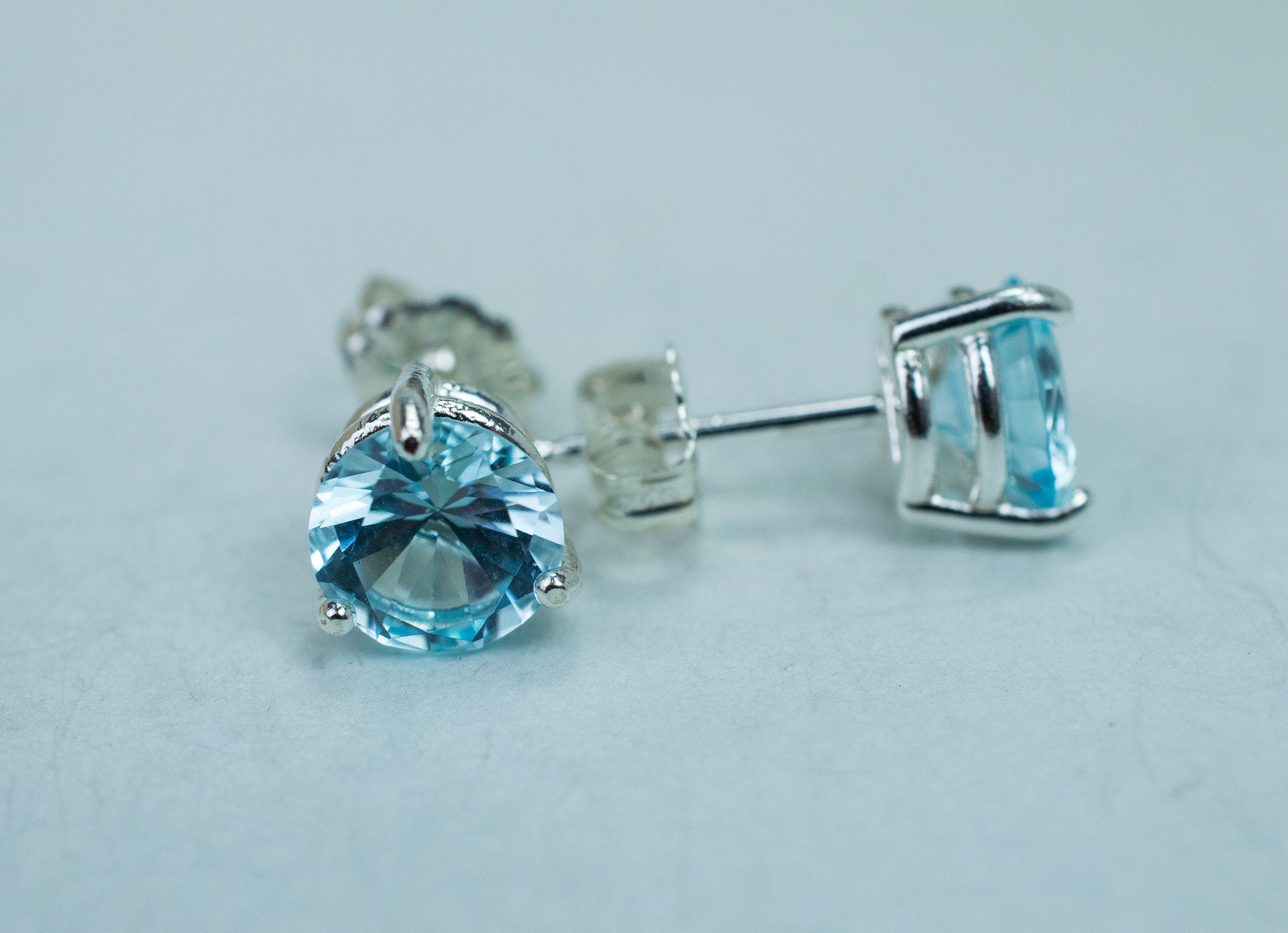 Blue Topaz Earrings; Genuine Brazilian Topaz; 2.635cts - Mark Oliver Gems