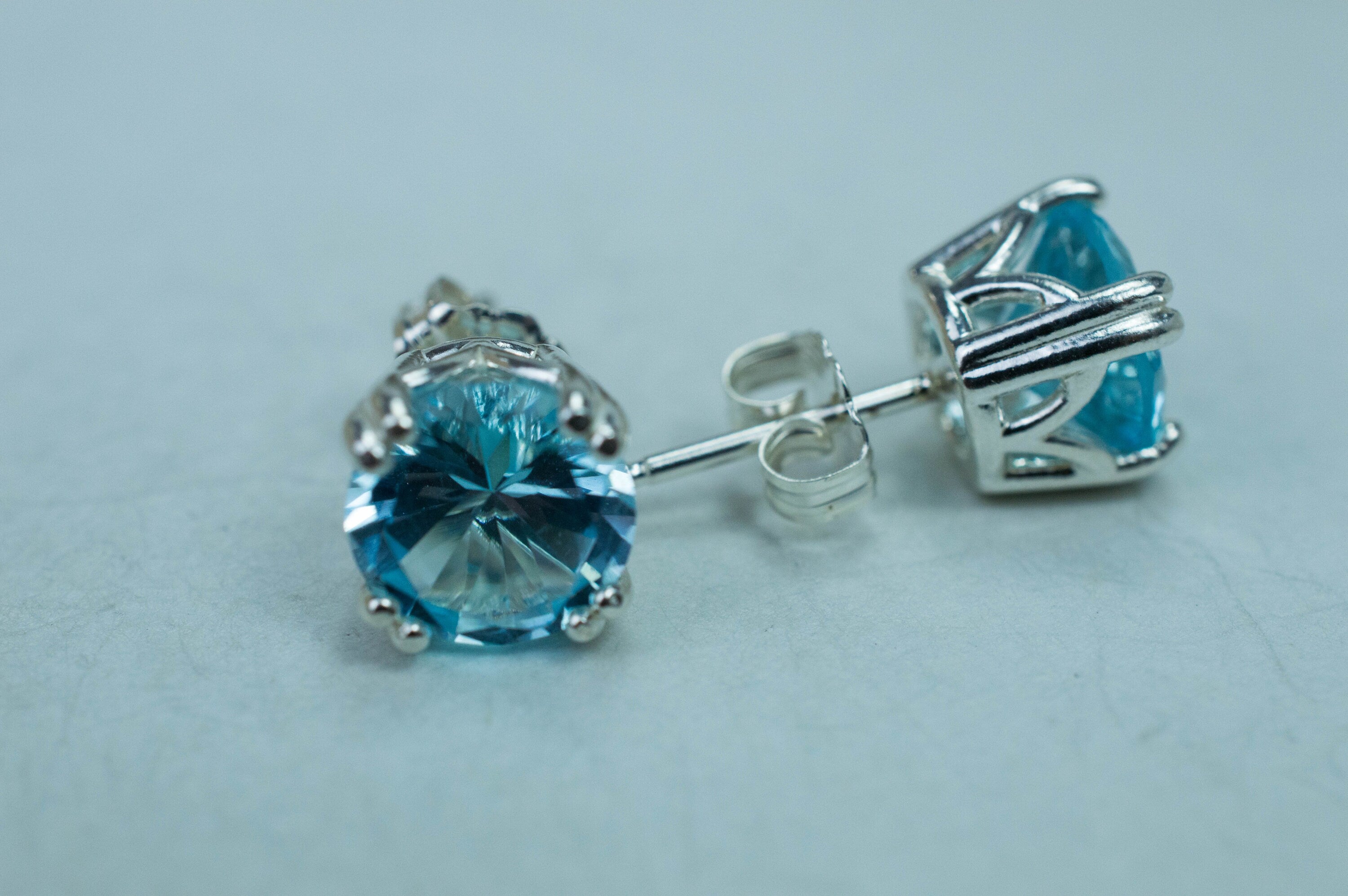 Blue Topaz Earrings; Genuine Brazilian Topaz; 4.230cts - Mark Oliver Gems