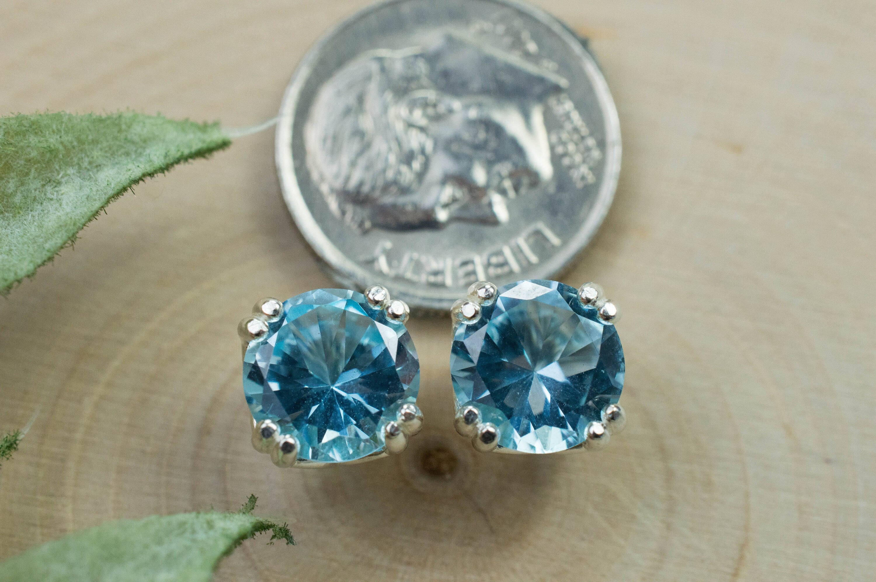 Blue Topaz Earrings; Genuine Brazilian Topaz; 4.230cts - Mark Oliver Gems