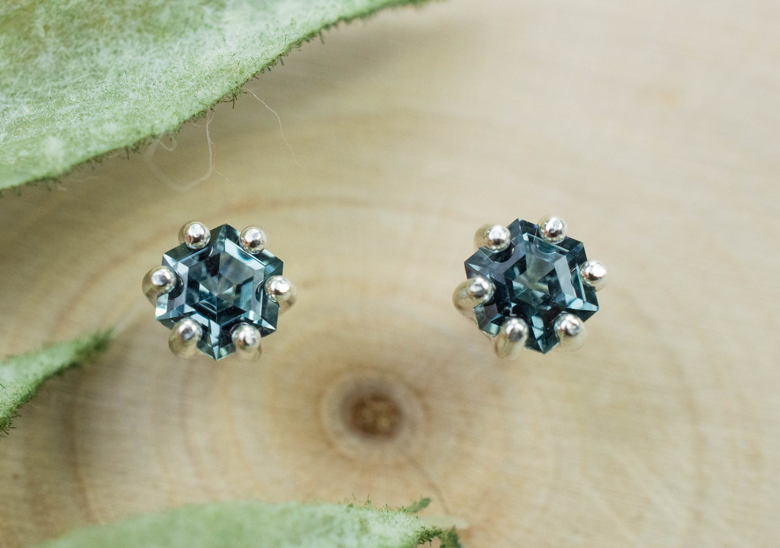 Blue Sapphire Earrings, Genuine Untreated Tanzania Sapphire; 0.640cts - Mark Oliver Gems