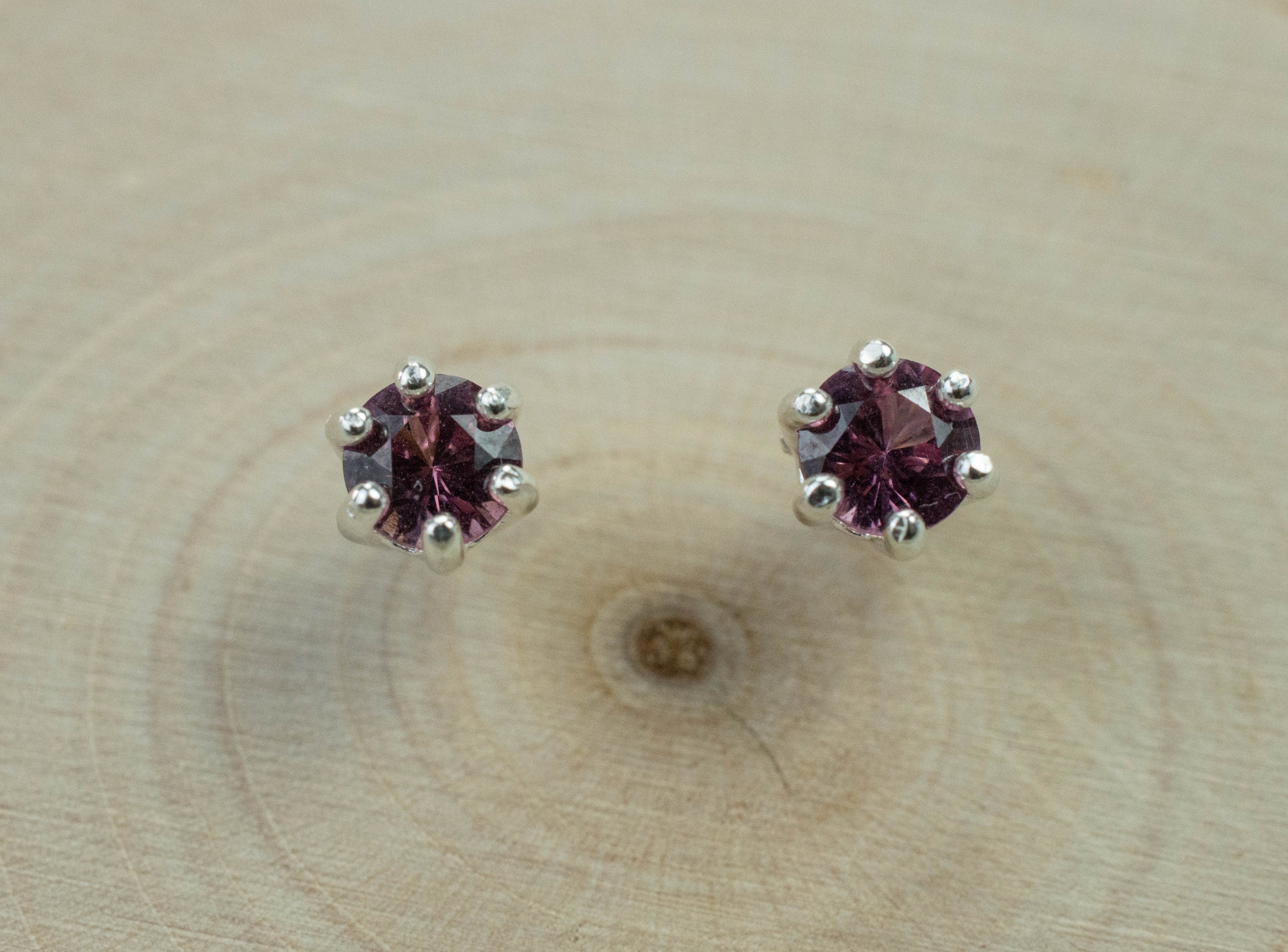 Rhodolite Garnet Earrings, Genuine Untreated Tanzanian Garnet; 0.540cts - Mark Oliver Gems