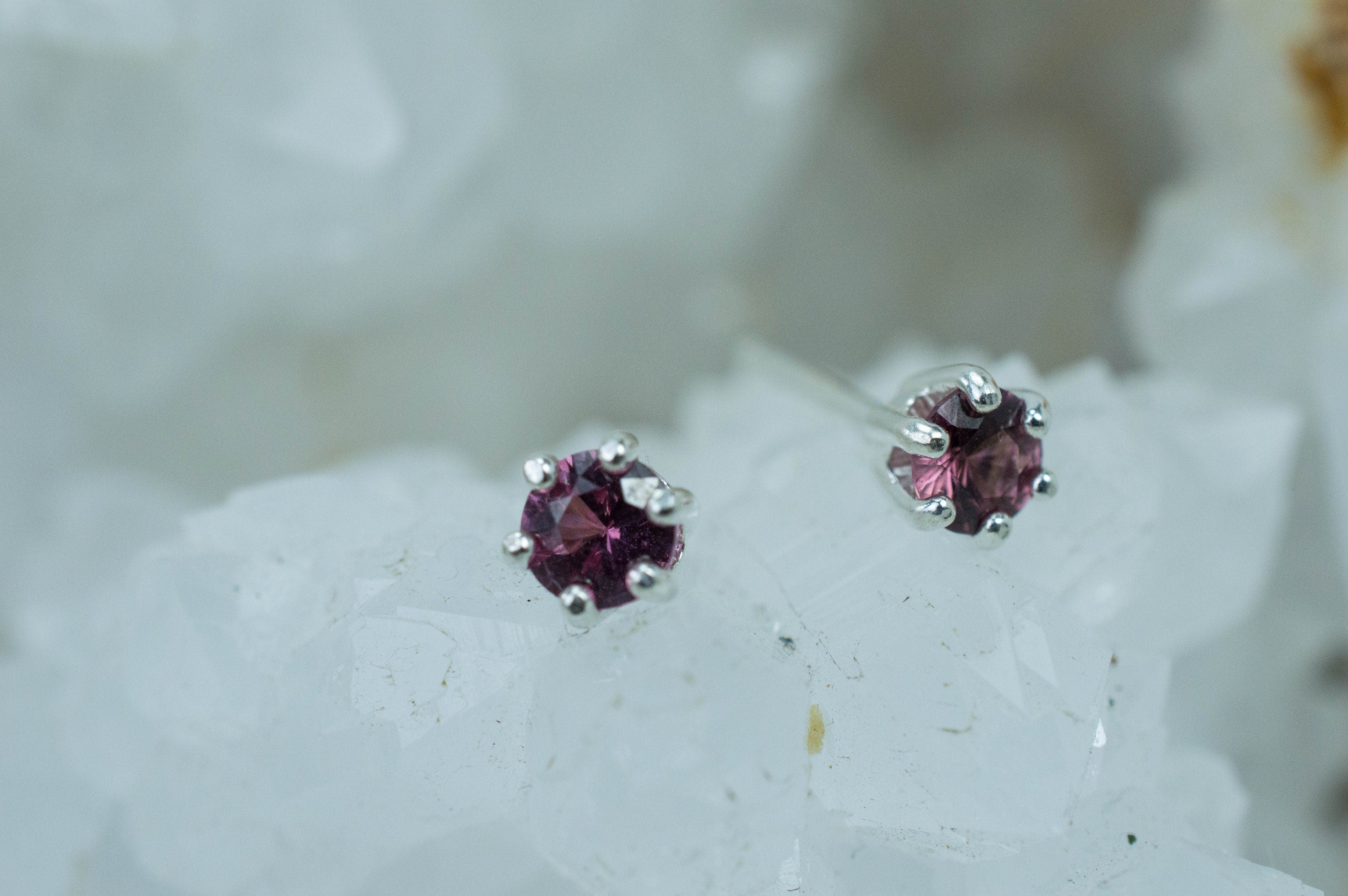 Rhodolite Garnet Earrings, Genuine Untreated Tanzanian Garnet; 0.540cts - Mark Oliver Gems