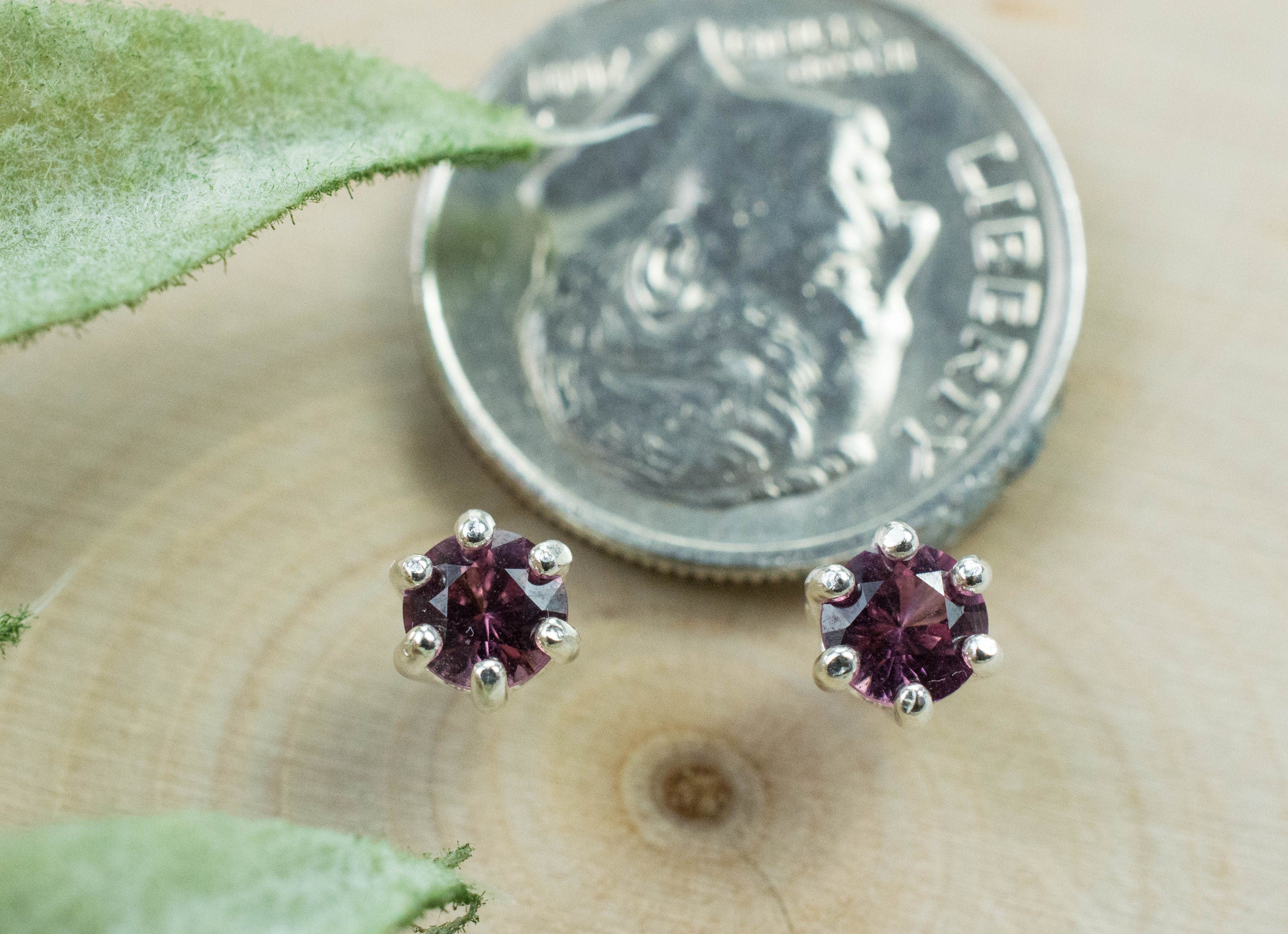 Rhodolite Garnet Earrings, Genuine Untreated Tanzanian Garnet; 0.540cts - Mark Oliver Gems