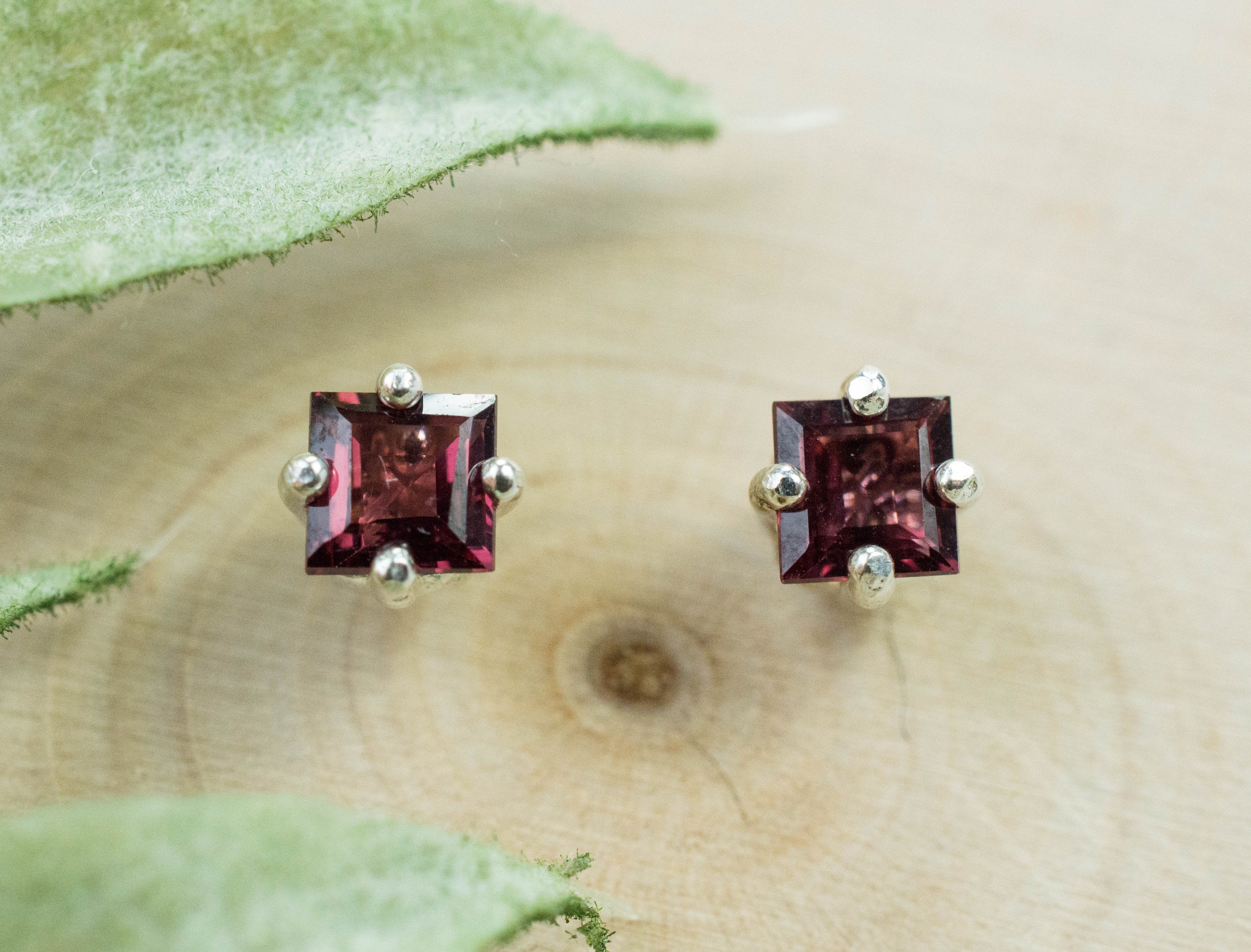 Rhodolite Garnet Earrings, Genuine Untreated Tanzanian Garnet; 0.835cts - Mark Oliver Gems