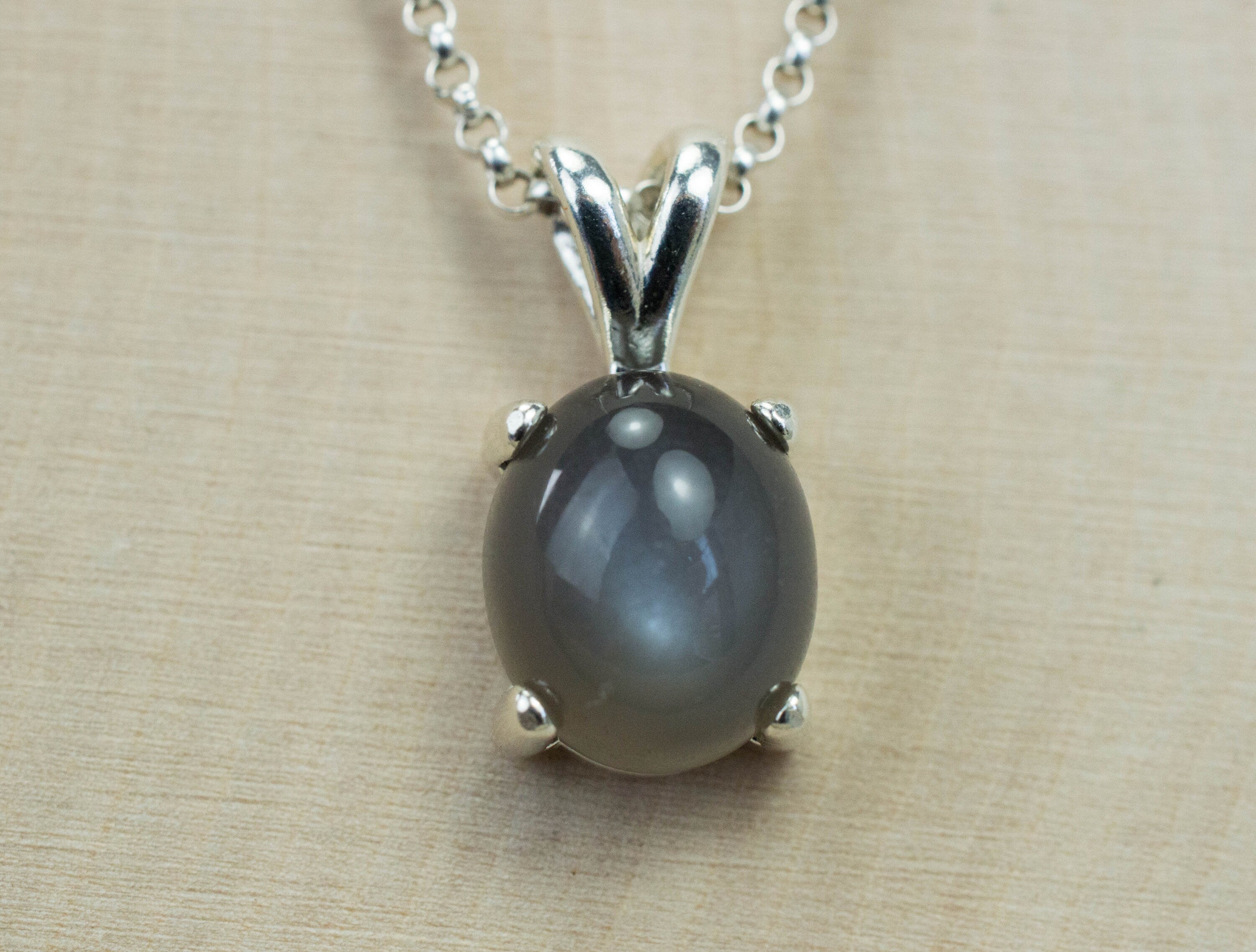 Gray Moonstone Pendant; Genuine Untreated India Moonstone - Mark Oliver Gems