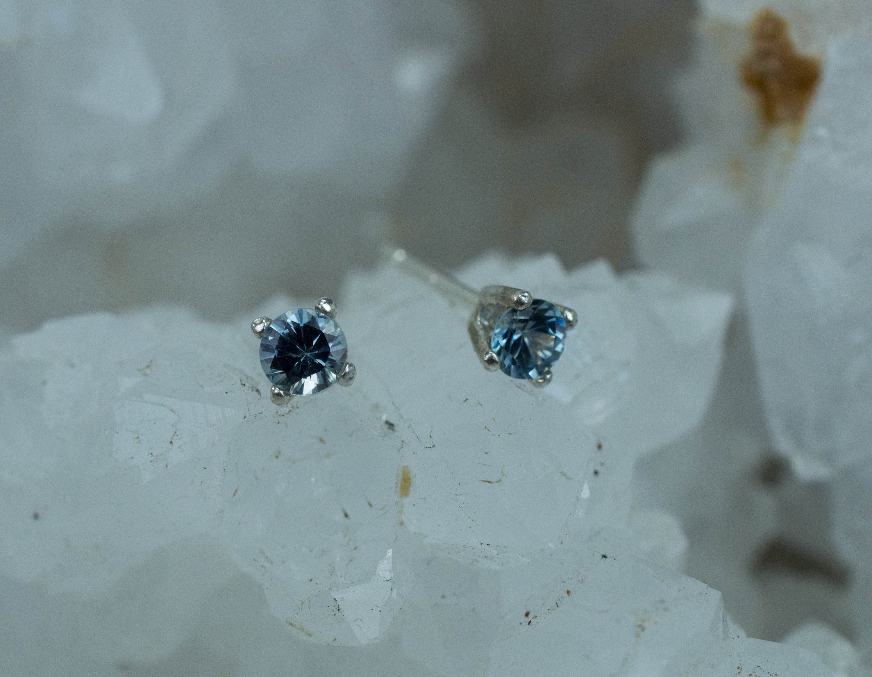 Montana Sapphire Earrings; Natural Untreated USA Blue Sapphire; 0.410cts - Mark Oliver Gems